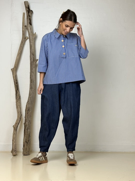 Gaspar 2601306 Porto blouse stripe blue