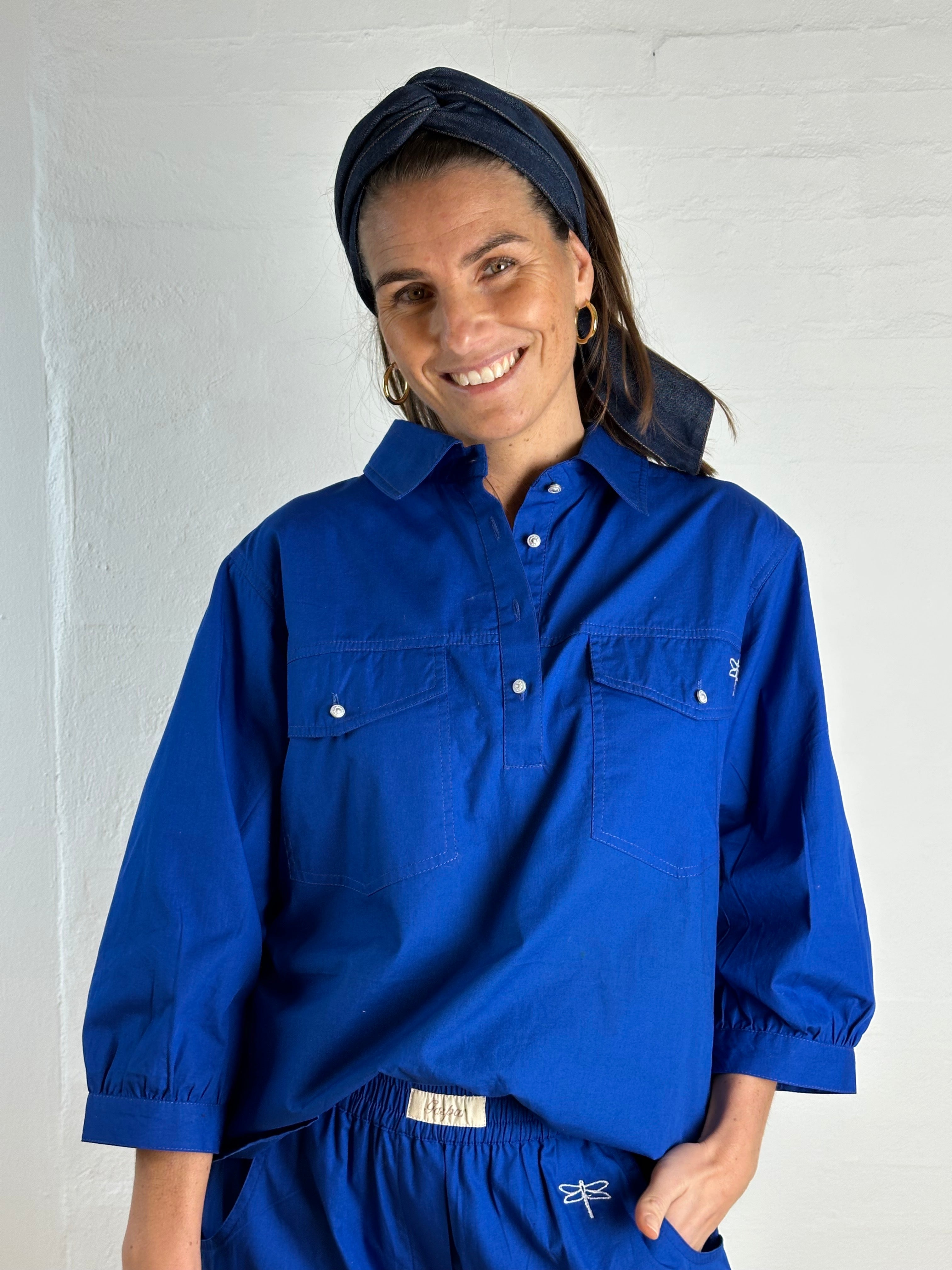 Gaspar 2601312 Oslo poplin shirt royal