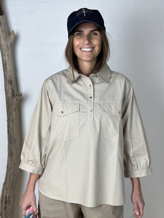 Gaspar 2601312 Oslo poplin shirt sand