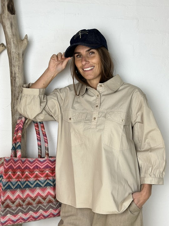 Gaspar 2601312 Oslo poplin shirt sand