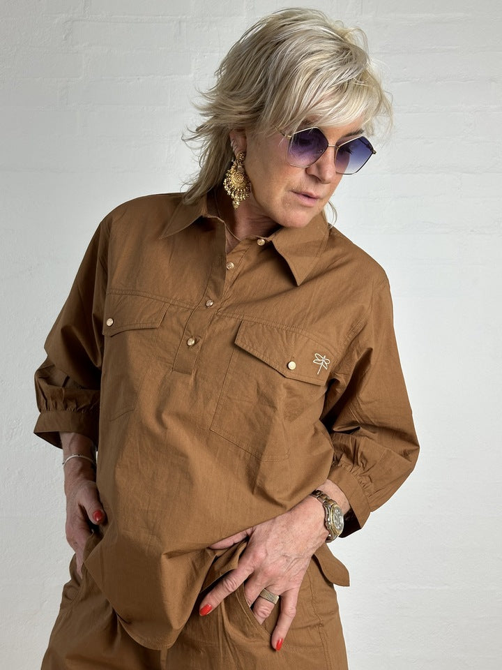 Gaspar 2601312 Oslo poplin shirt nougat