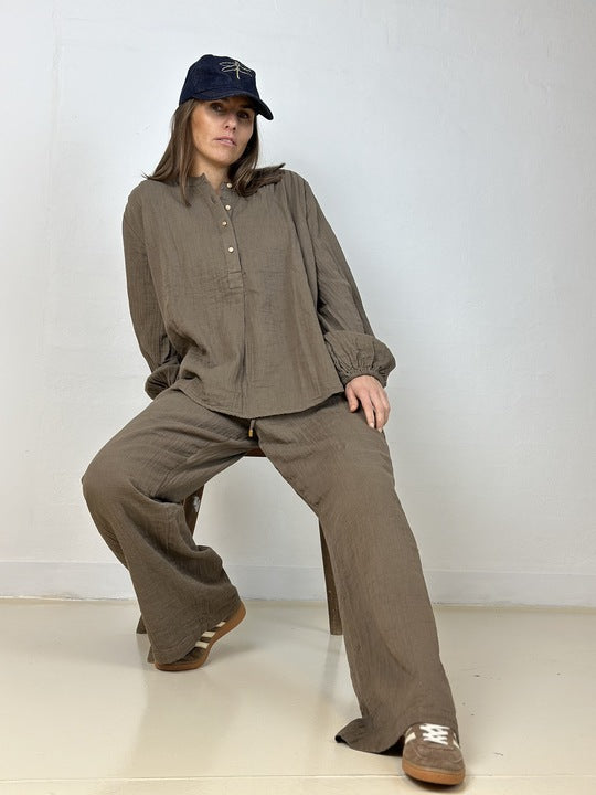 Gaspar 2601325 Læsø blouse gause brown