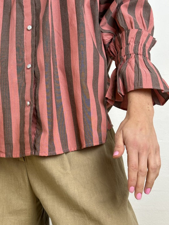 Gaspar 2601330 Himalaya stripe shirt coral