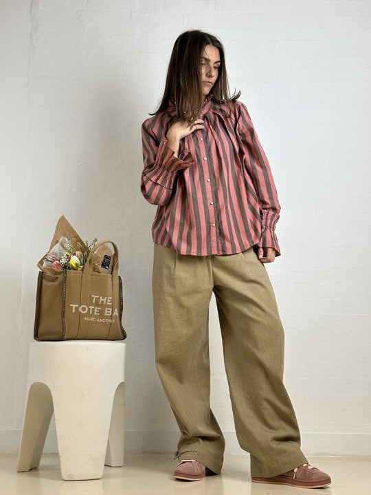 Gaspar 2601330 Himalaya stripe shirt coral