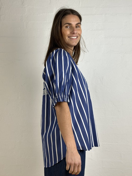 Gaspar 2601338 Tunø blouse stripe blue