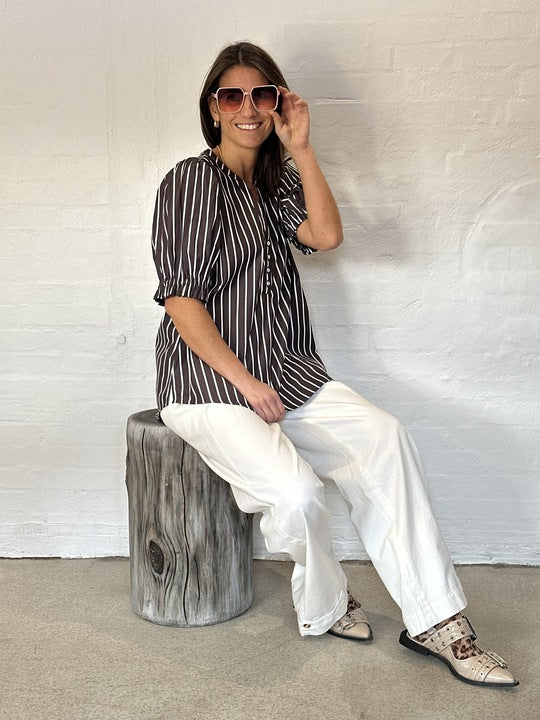 Gaspar 2601338 Tunø blouse stripe brown