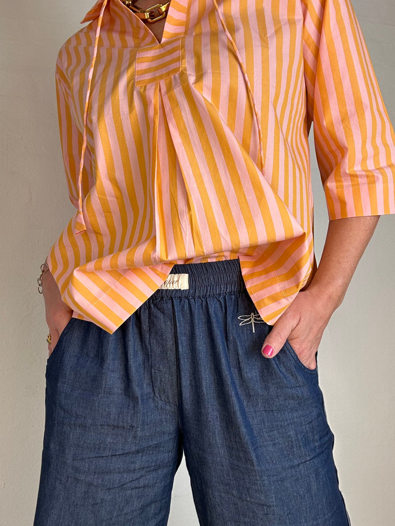 Gaspar 2601341 Java blouse stripe orange