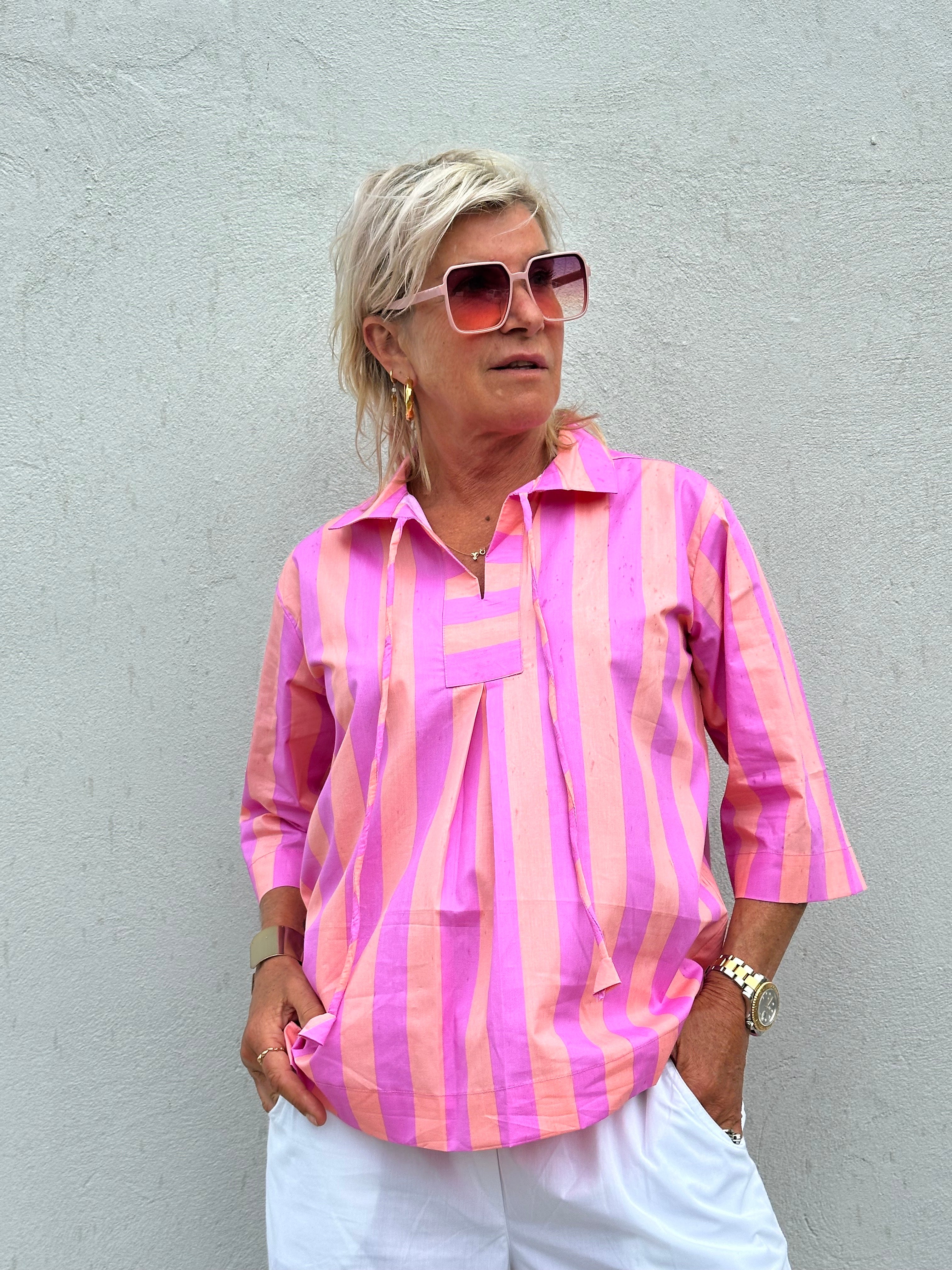 Gaspar 2601341 Java blouse stripe pink