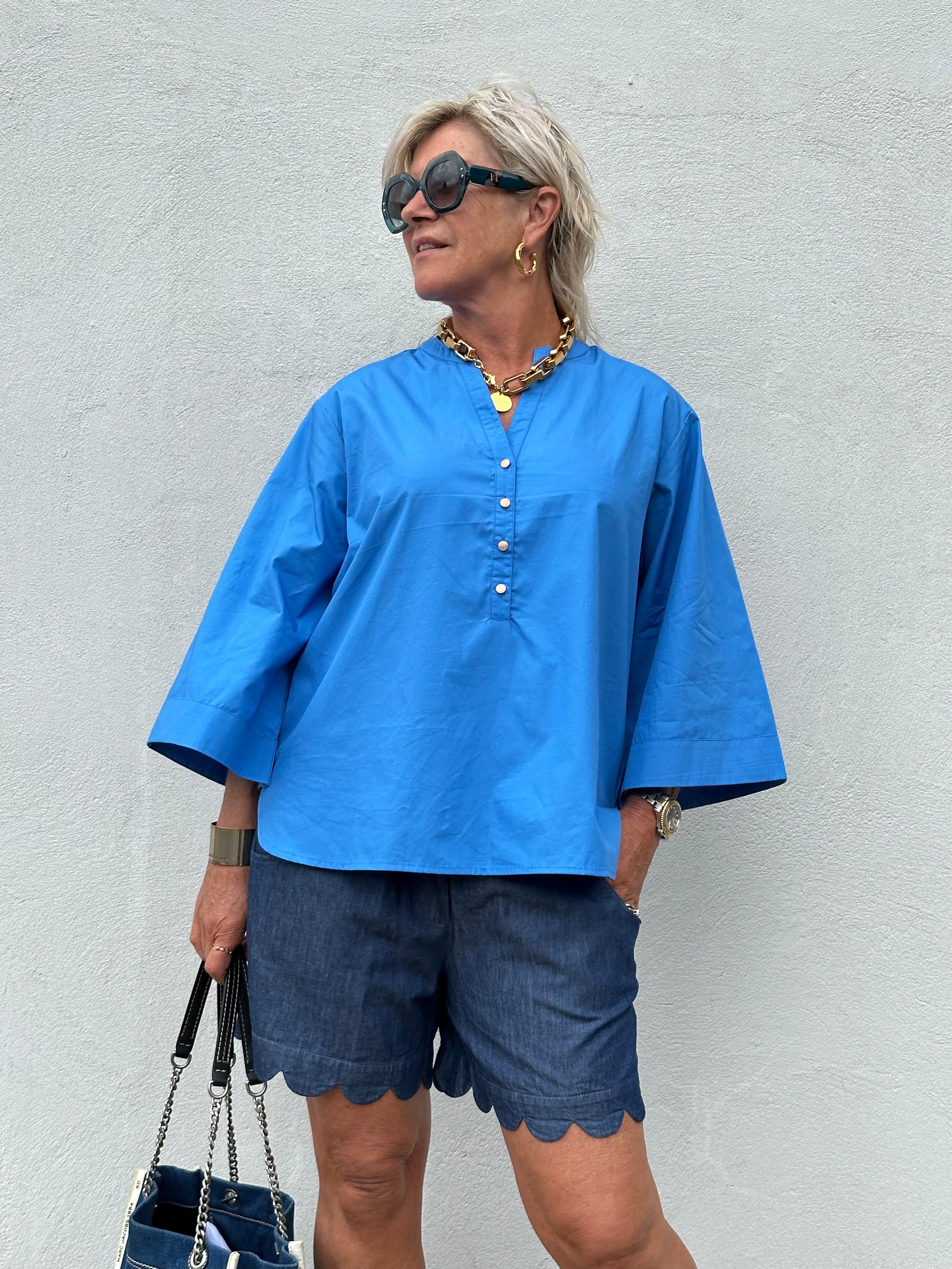 Gaspar 2601346 Mumbai blouse poplin blue