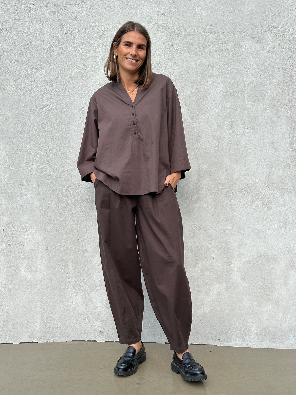 Gaspar 2601346 Mumbai blouse poplin brown