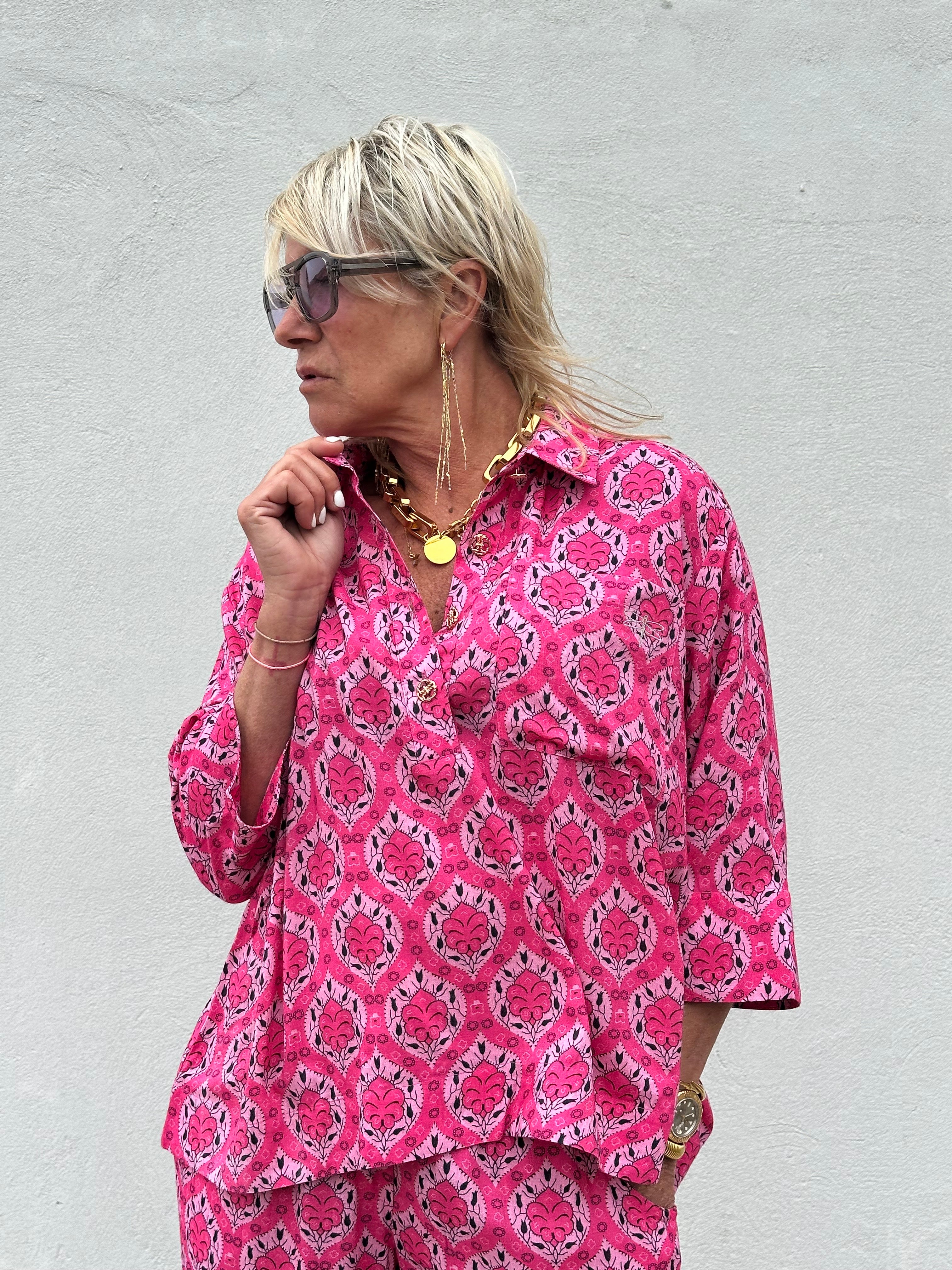 Gaspar 2601359 Porto blouse print pink