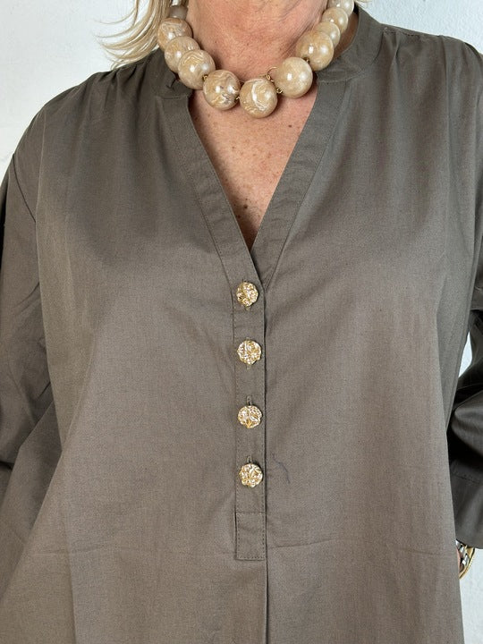 Gaspar 2601704 Mumbai poplin dress brown