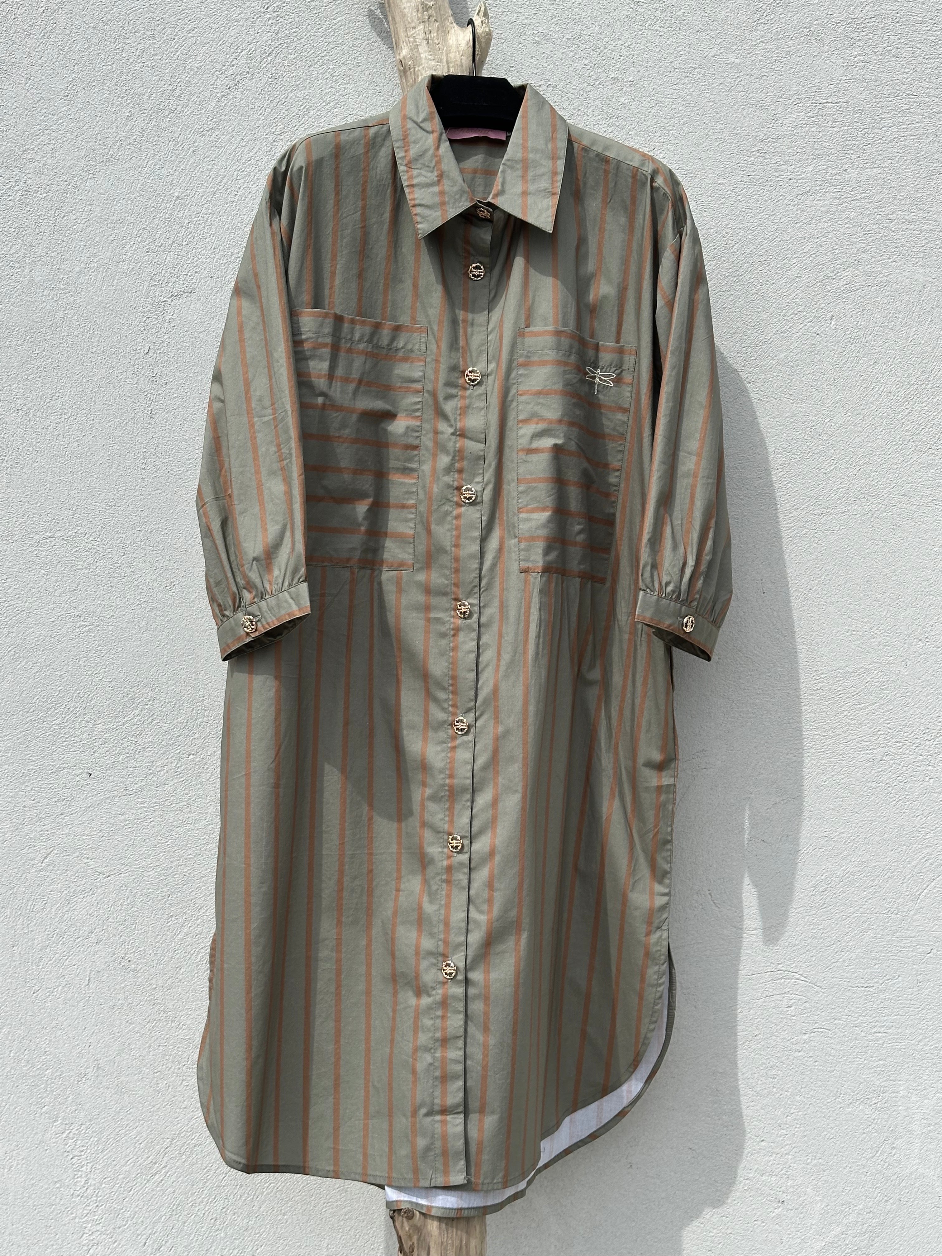 Gaspar 2601709 Malmø dress shirt stripe dusty green