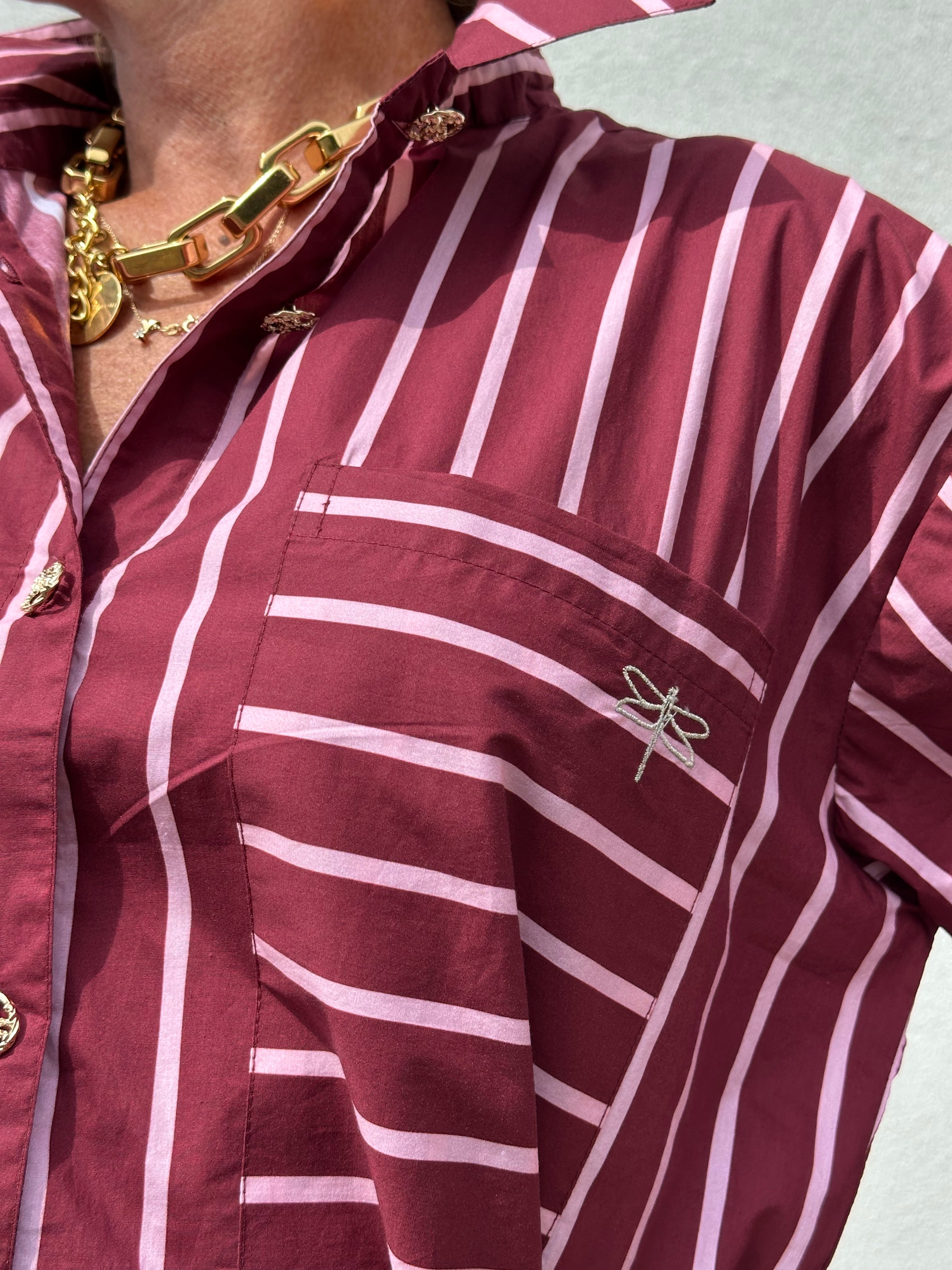 Gaspar 2601709 Malmø dress shirt stripe maroon