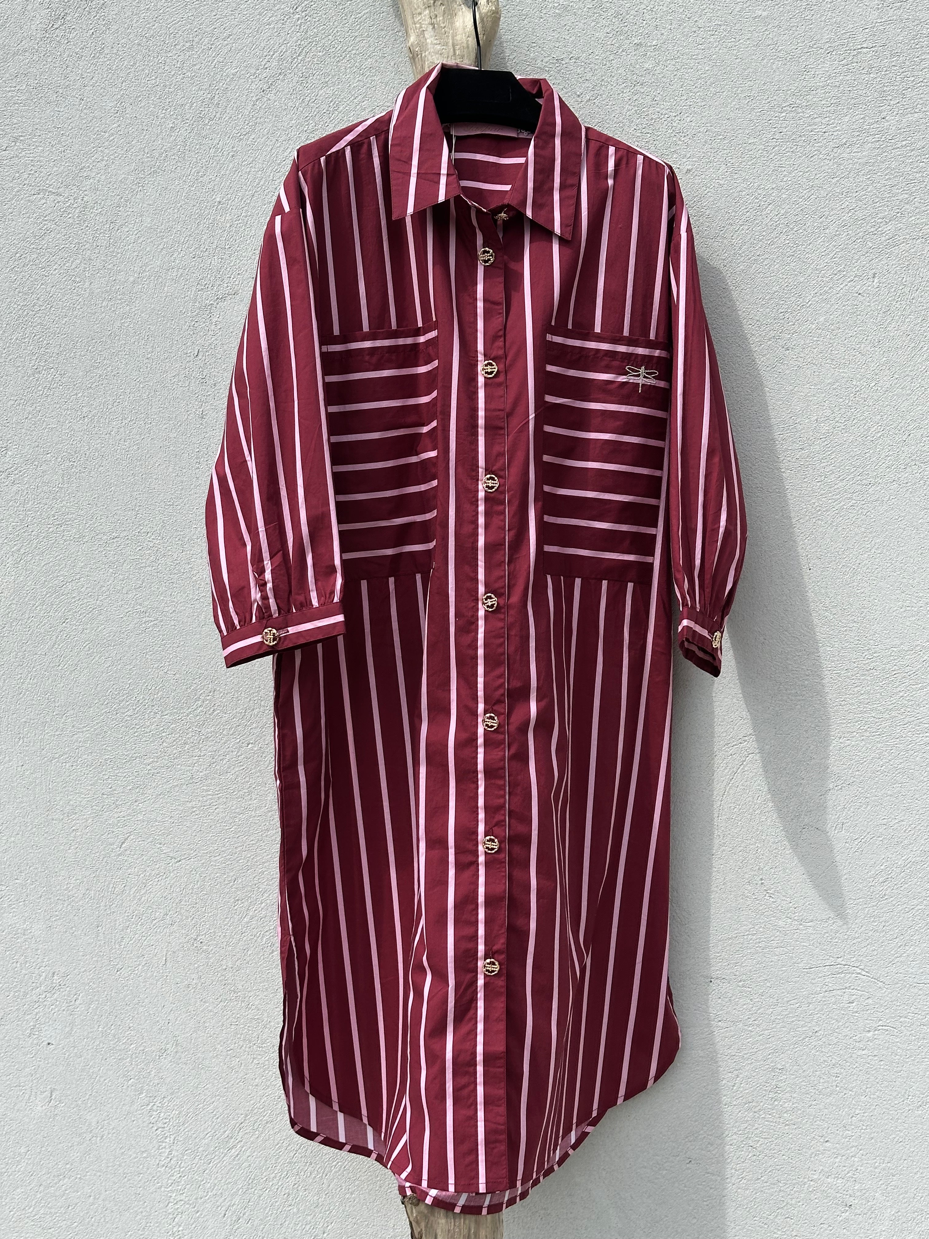 Gaspar 2601709 Malmø dress shirt stripe maroon