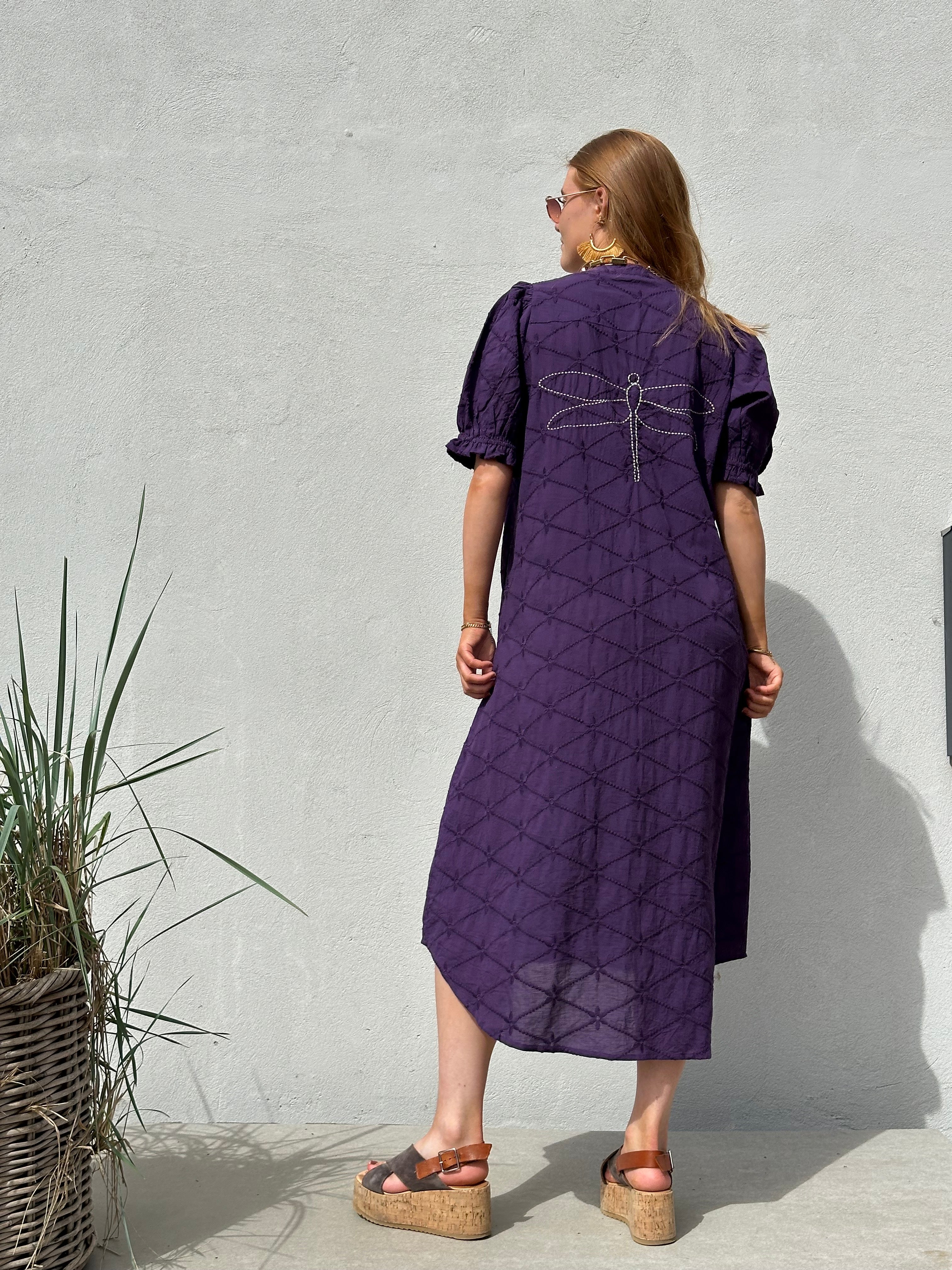 Gaspar 2601736 Tunø dress broderi anglaise purple