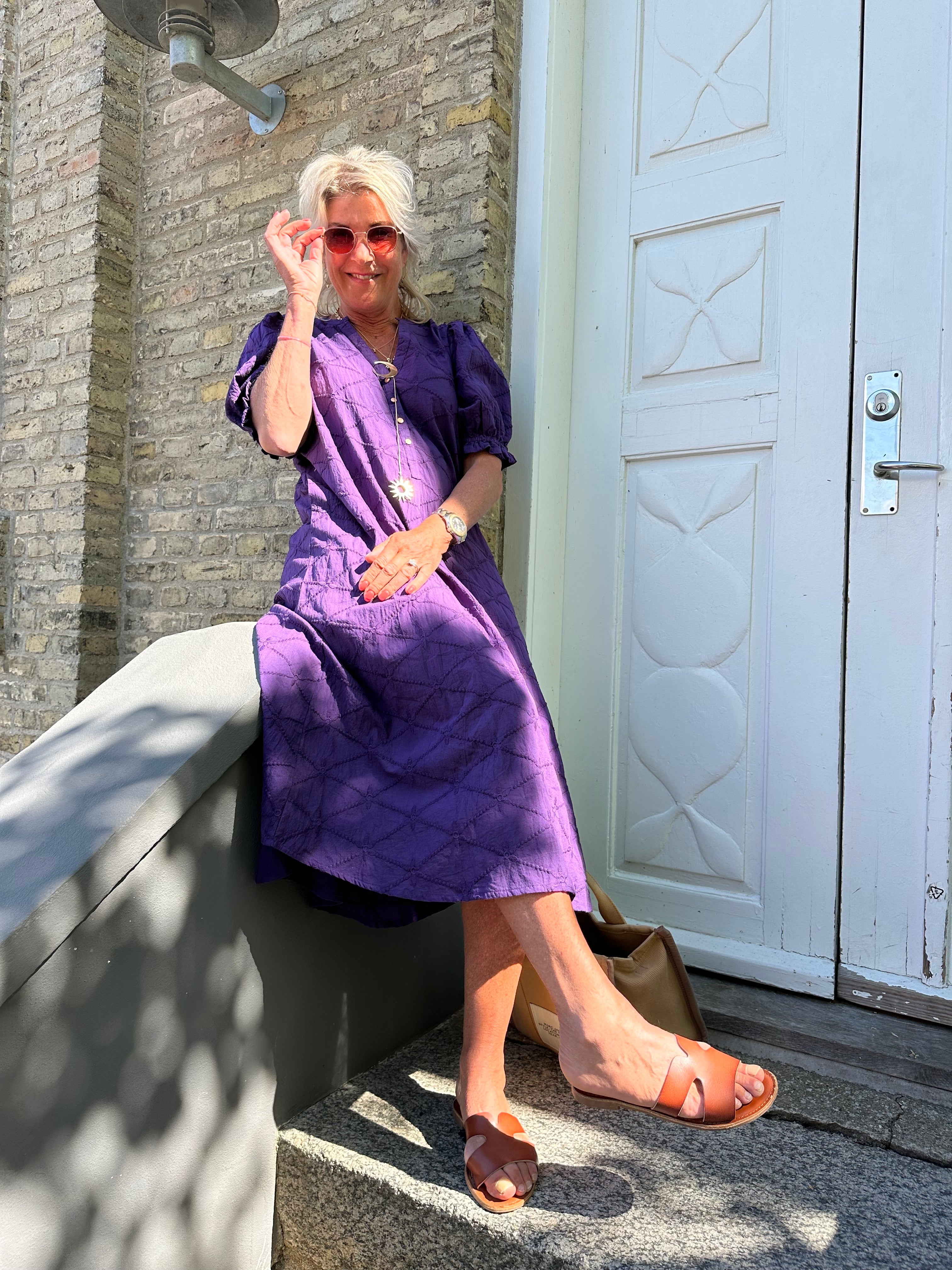 Gaspar 2601736 Tunø dress broderi anglaise purple