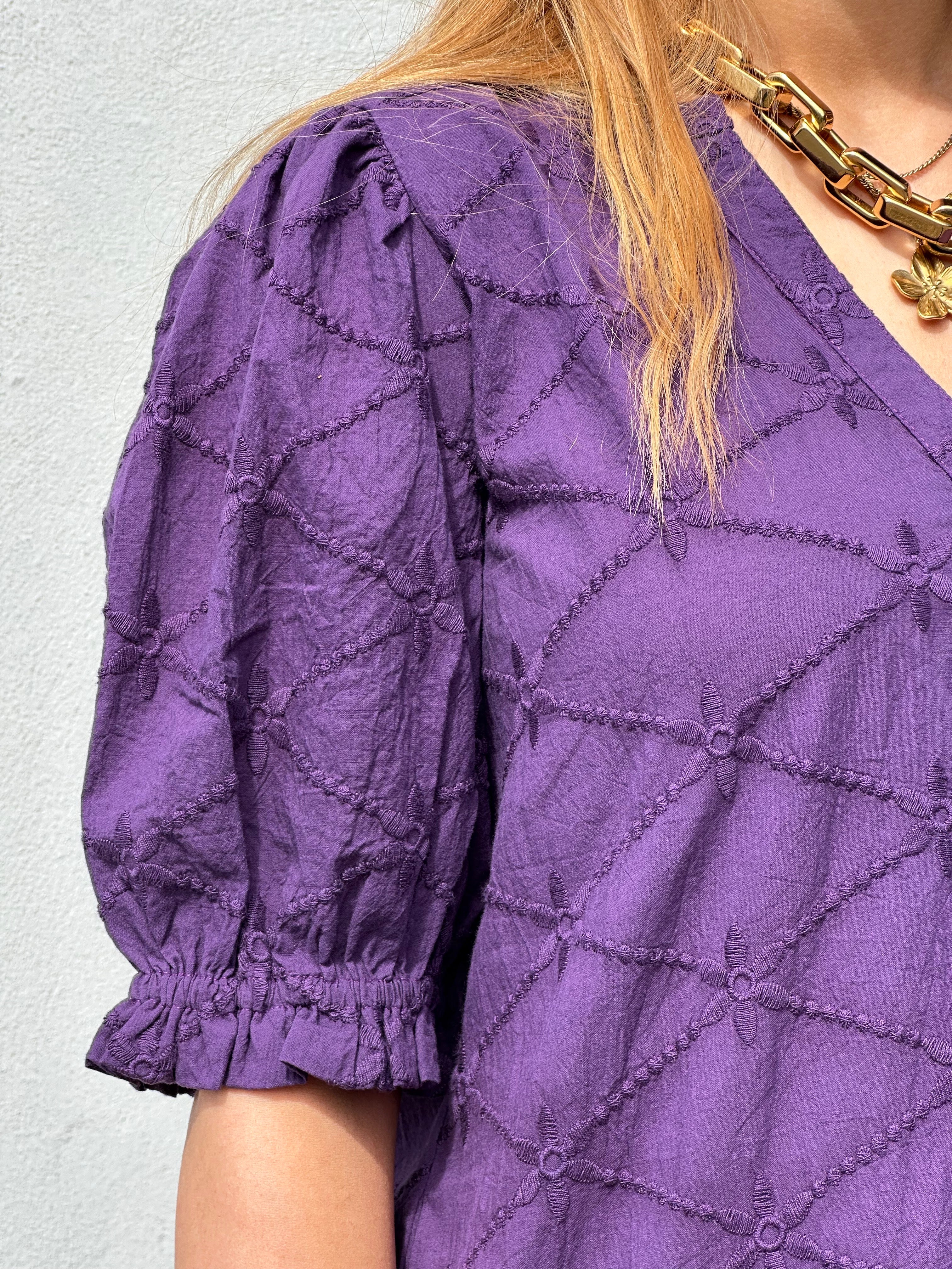 Gaspar 2601736 Tunø dress broderi anglaise purple