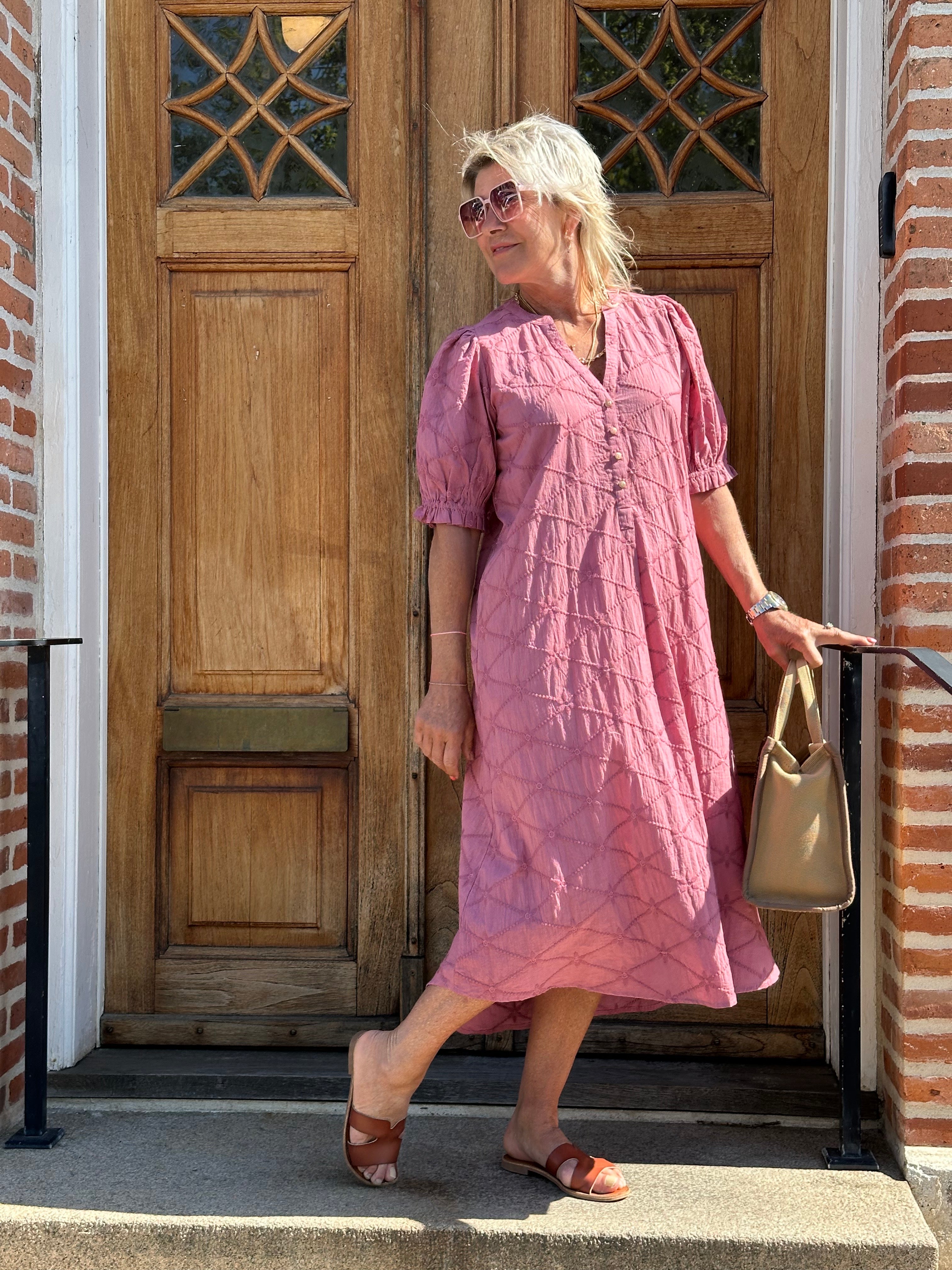 Gaspar 2601736 Tunø dress broderi anglaise rose