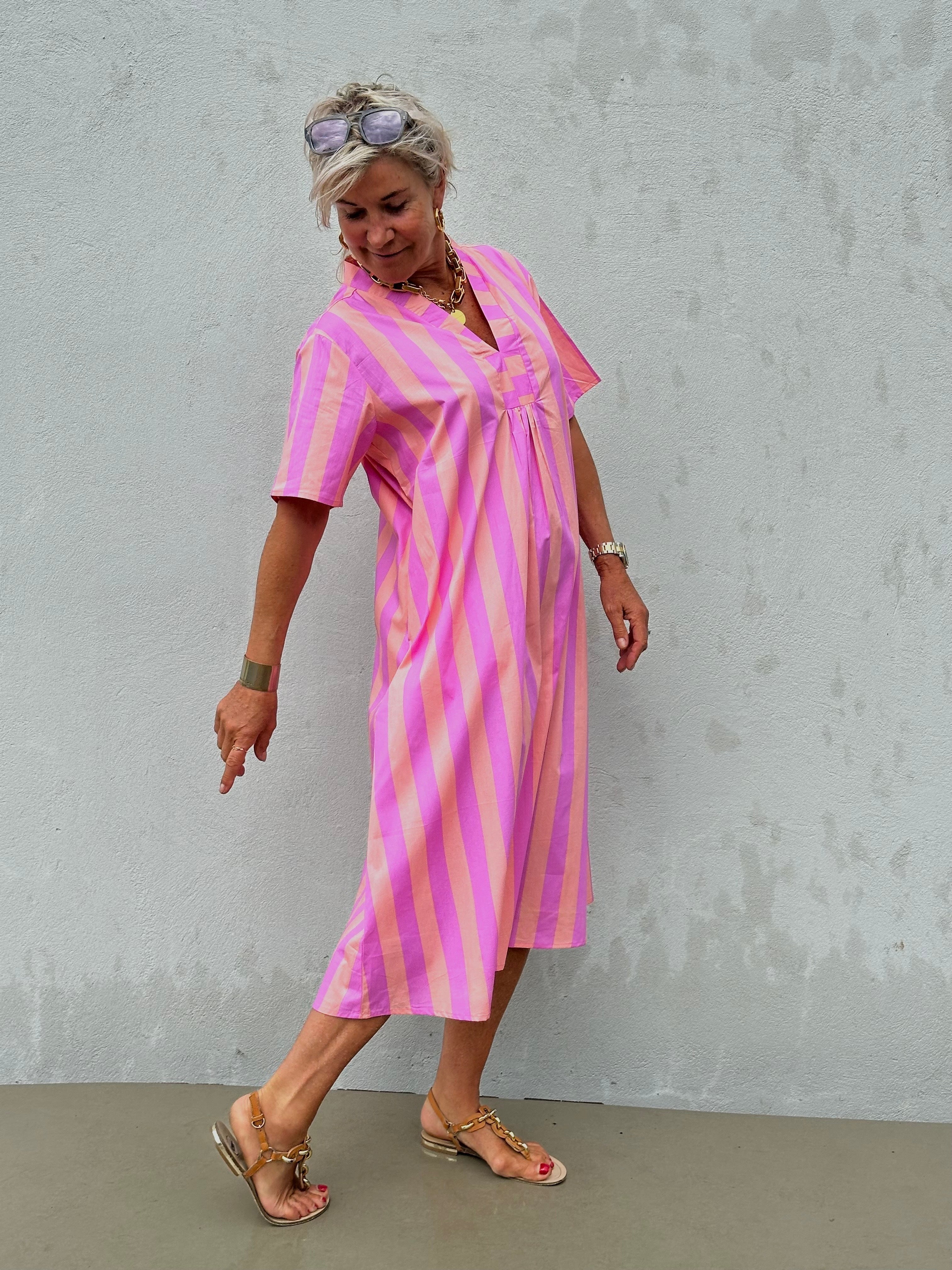 Gaspar 2601752 Java dress stripe pink