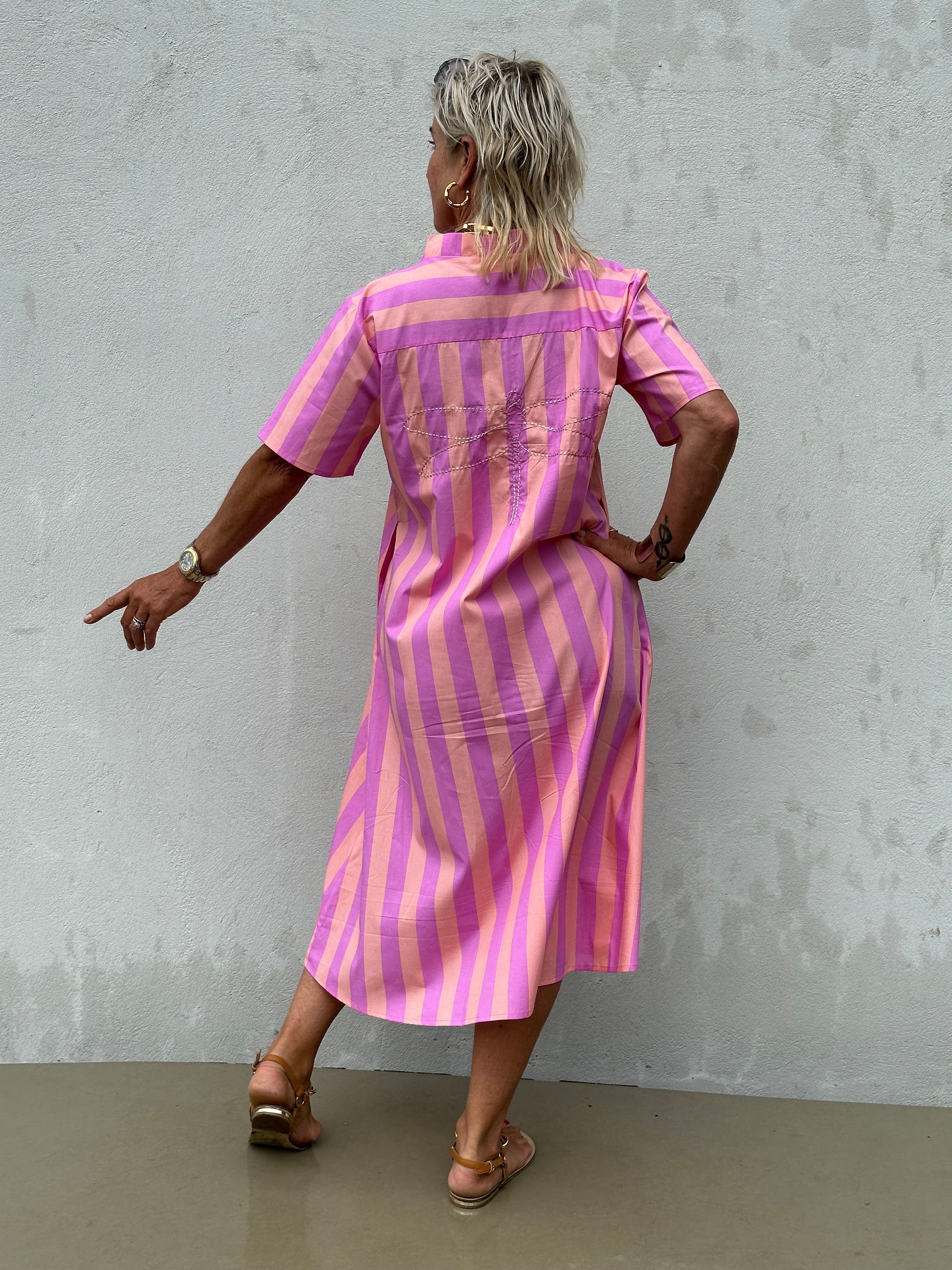 Gaspar 2601752 Java dress stripe pink