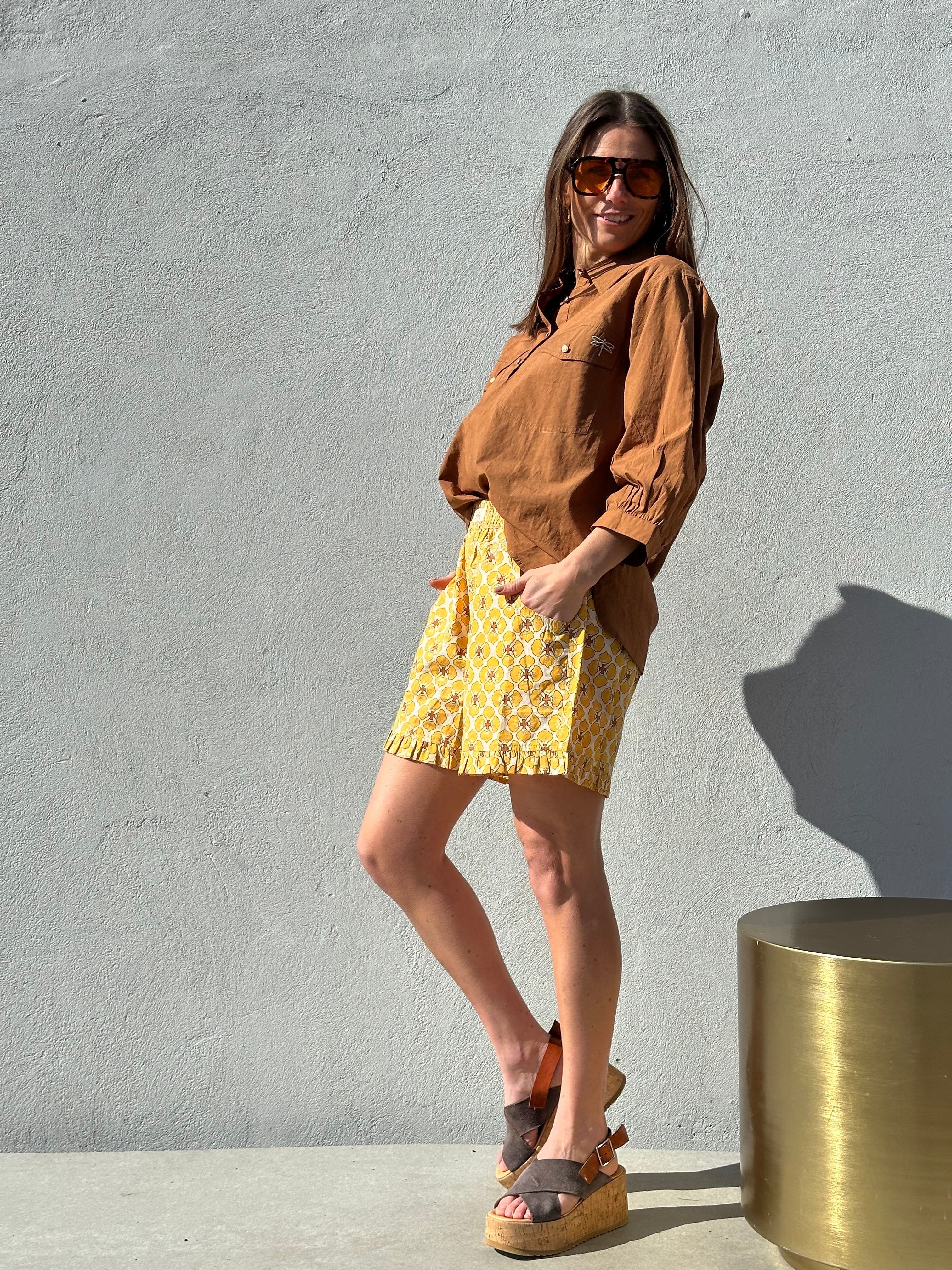 Gaspar 2601922 Honolulu frill shorts yellow