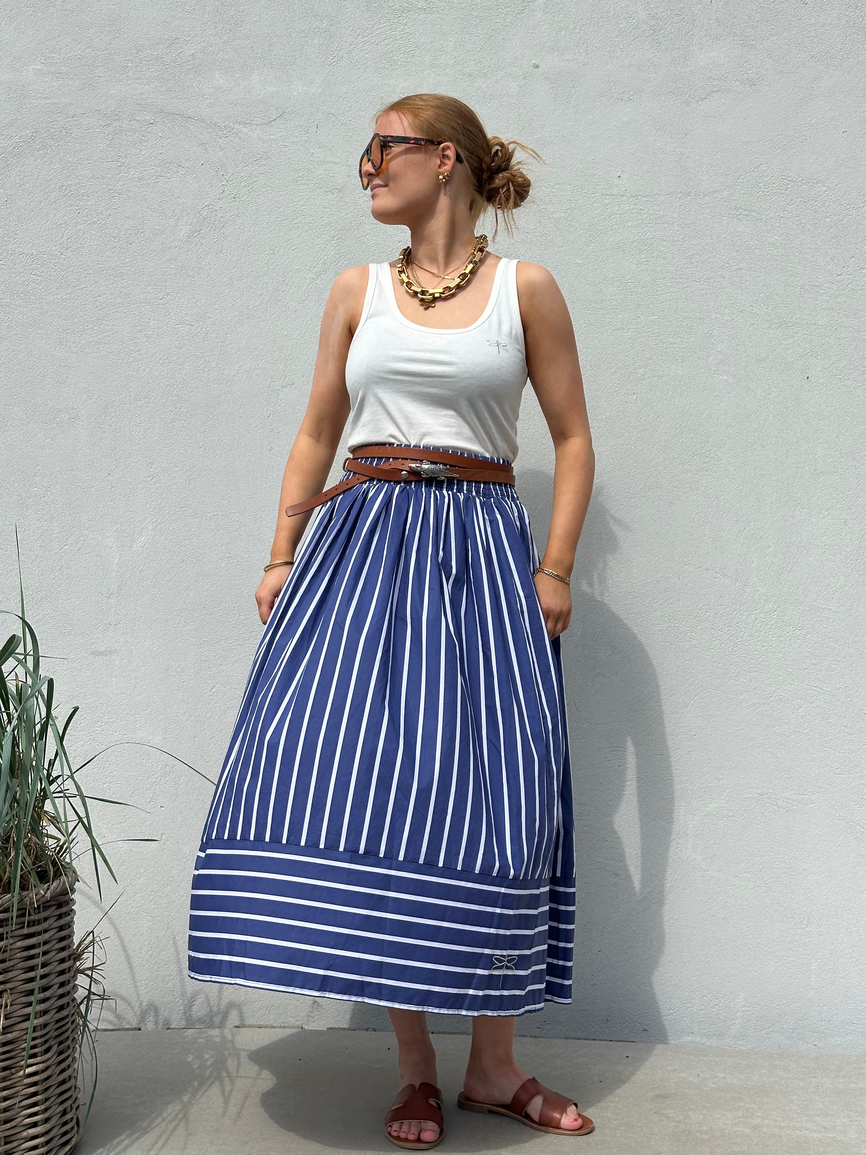 Gaspar 2601956 Vienna stripe skirt blue