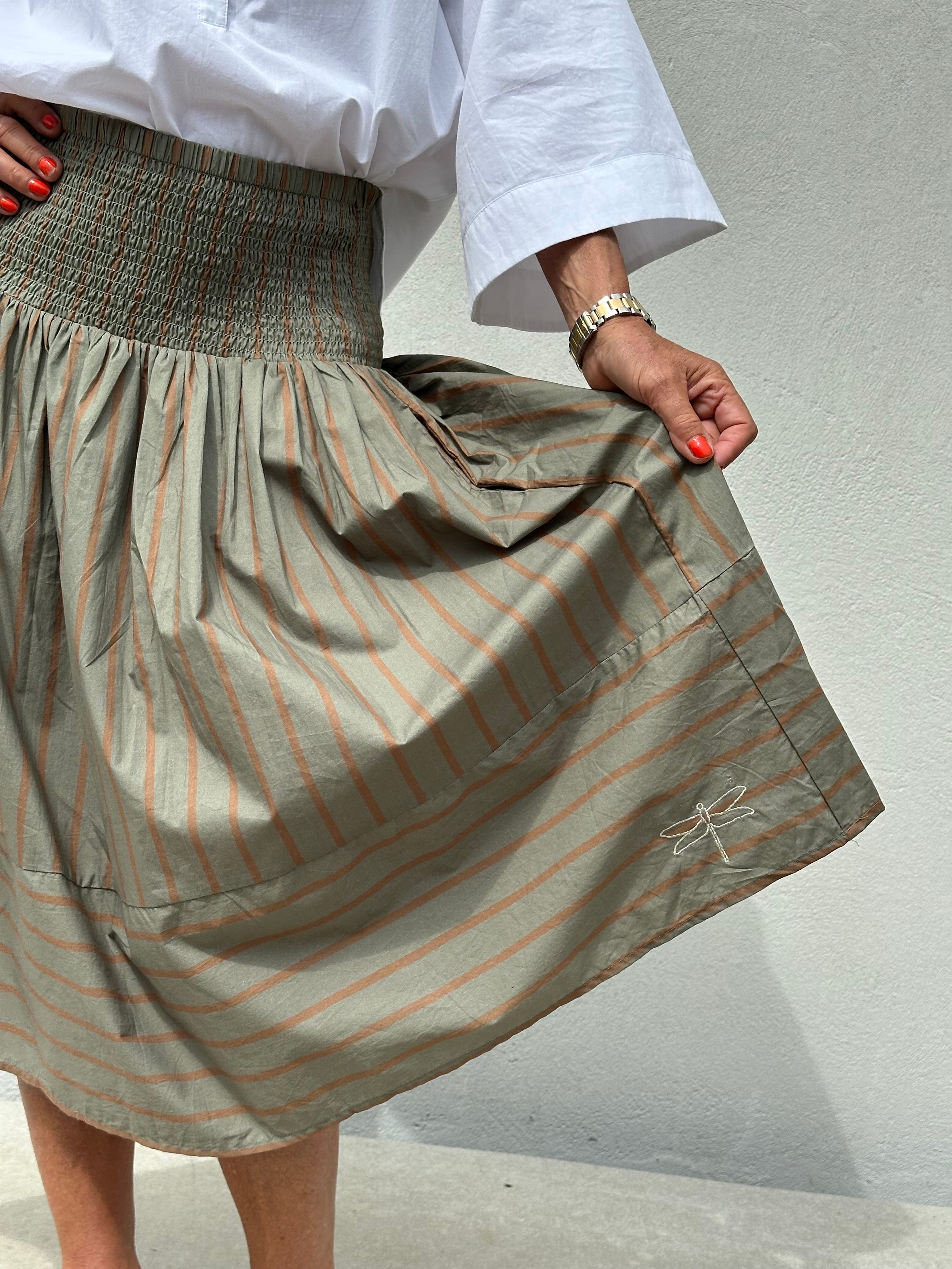 Gaspar 2601956 Vienna stripe skirt dusty green