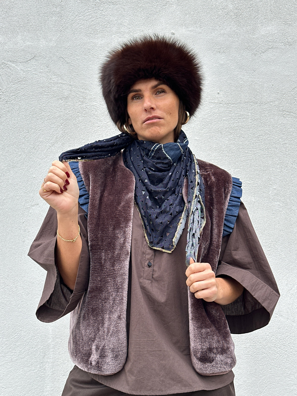 Gaspar 2607101 Rome scarf logo blue
