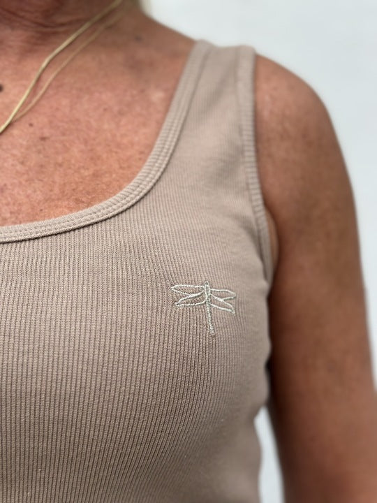 Gaspar 2607300 Osaka rib tanktop dark sand