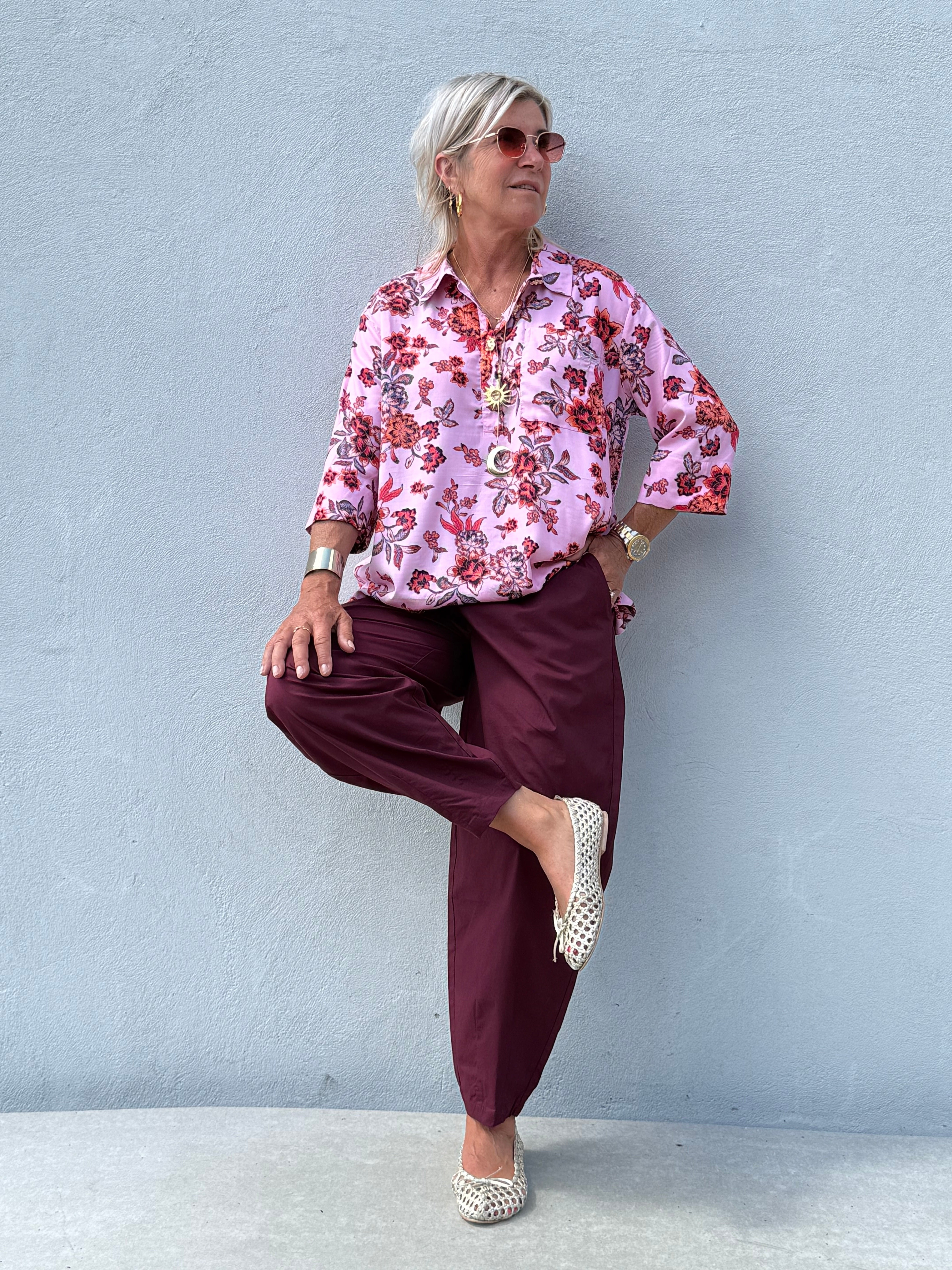 Gaspar 2607316 Porto blouse flower print rose