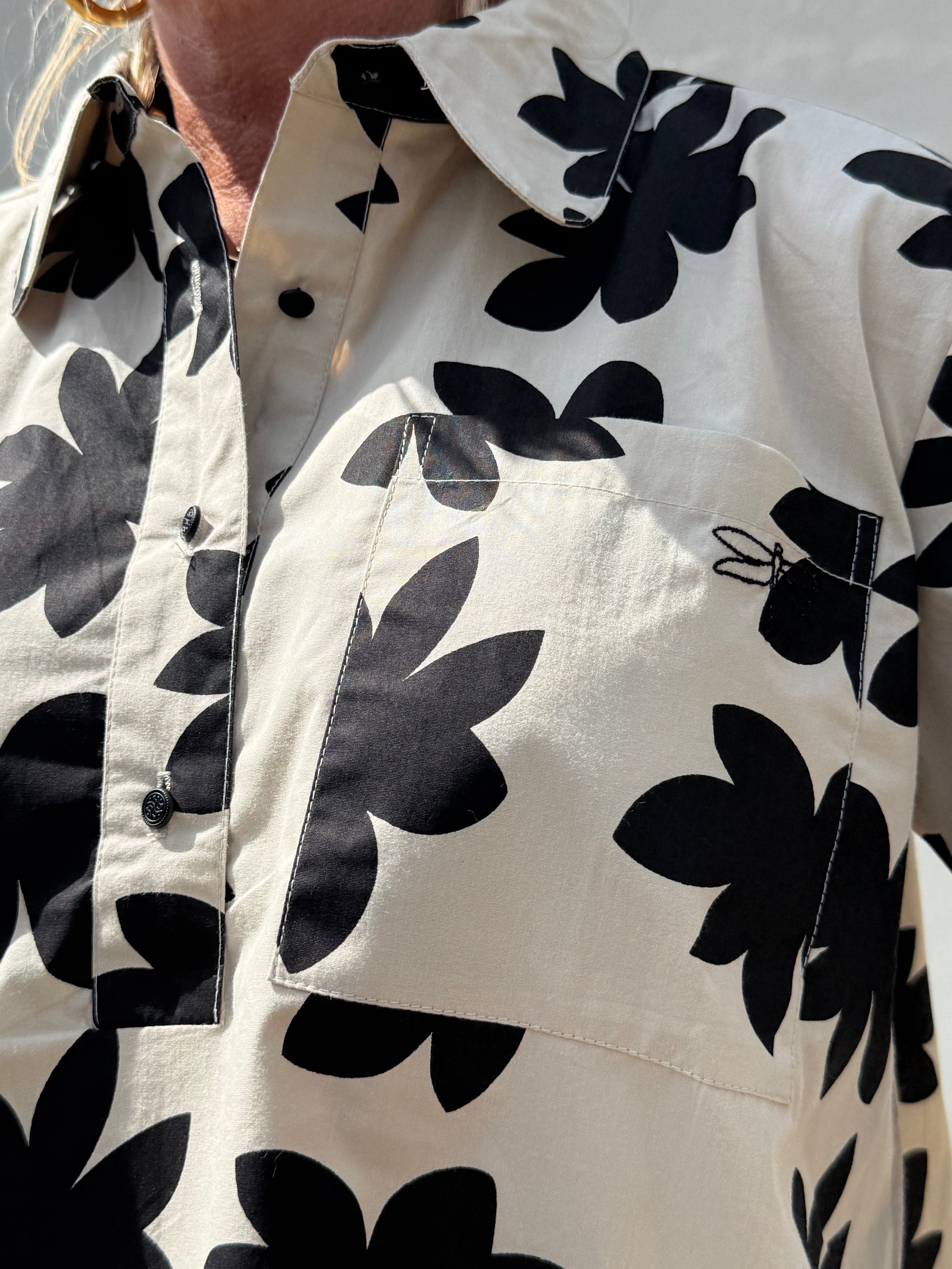 Gaspar 2607317 Porto blouse big flower black