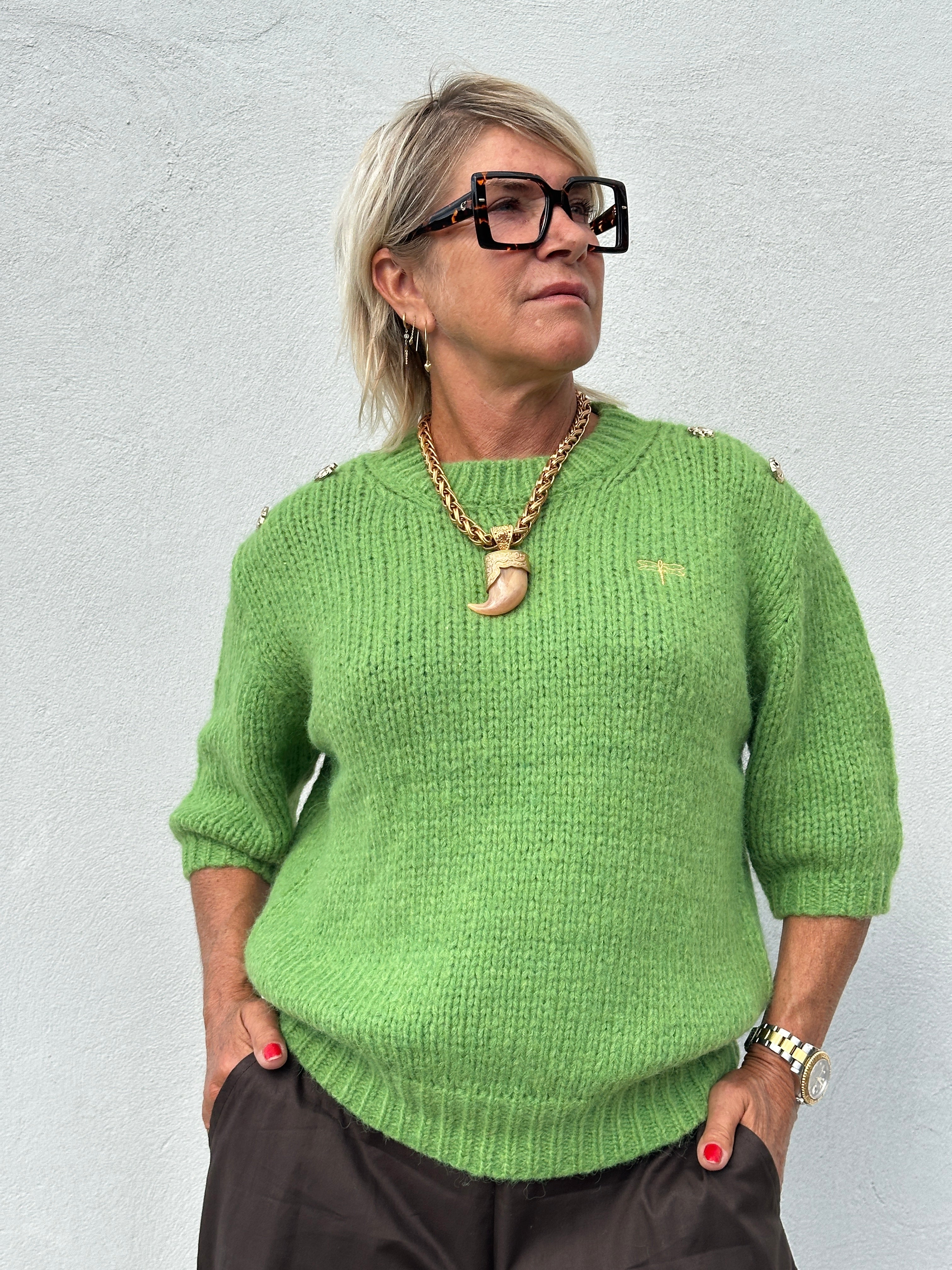 Gaspar 2607354 Parma knit 3/4 sleeve apple green