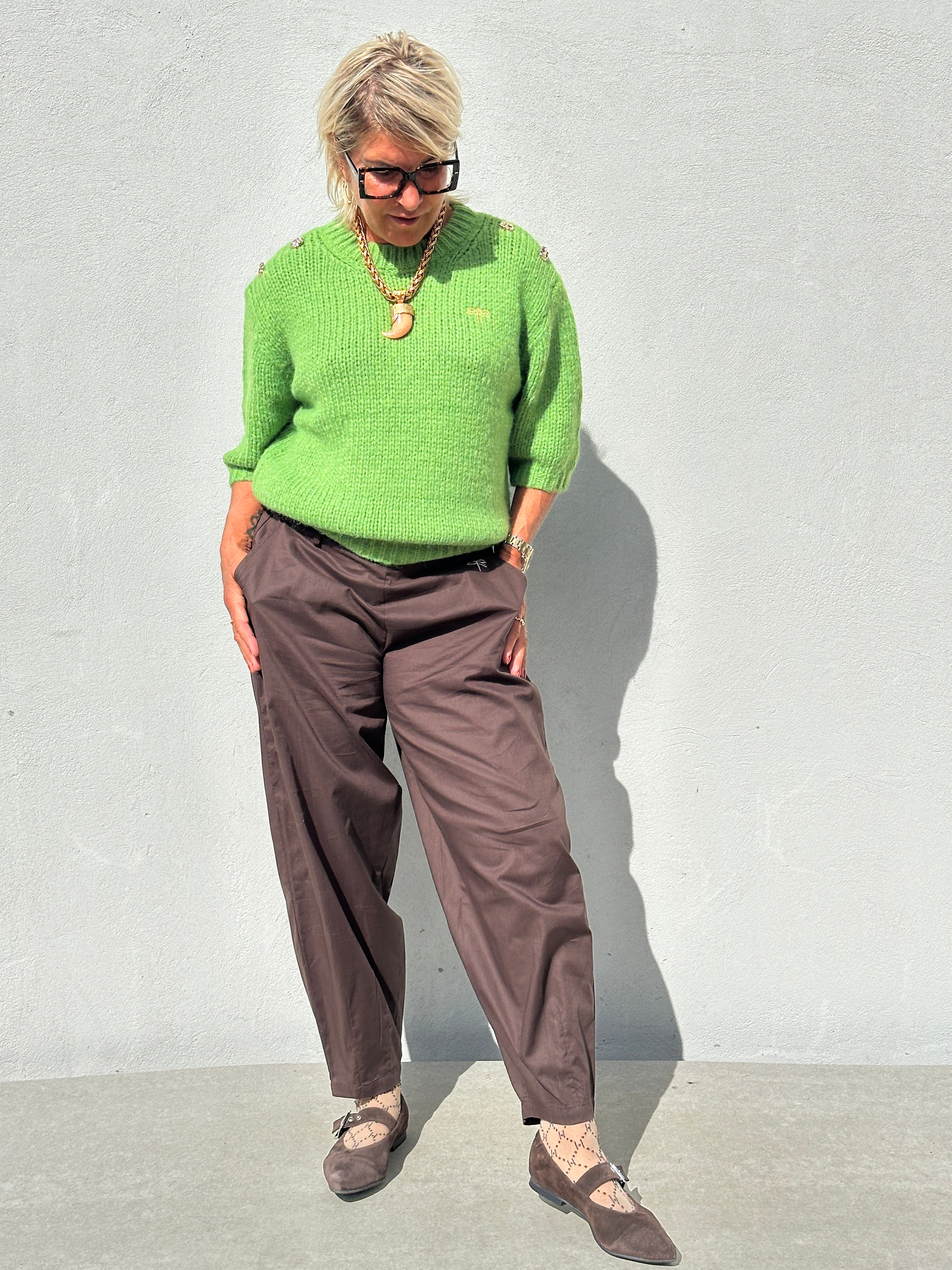 Gaspar 2607354 Parma knit 3/4 sleeve apple green
