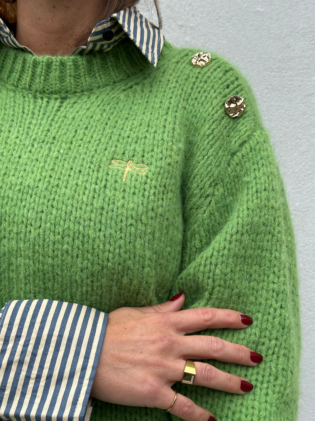 Gaspar 2607354 Parma knit 3/4 sleeve apple green