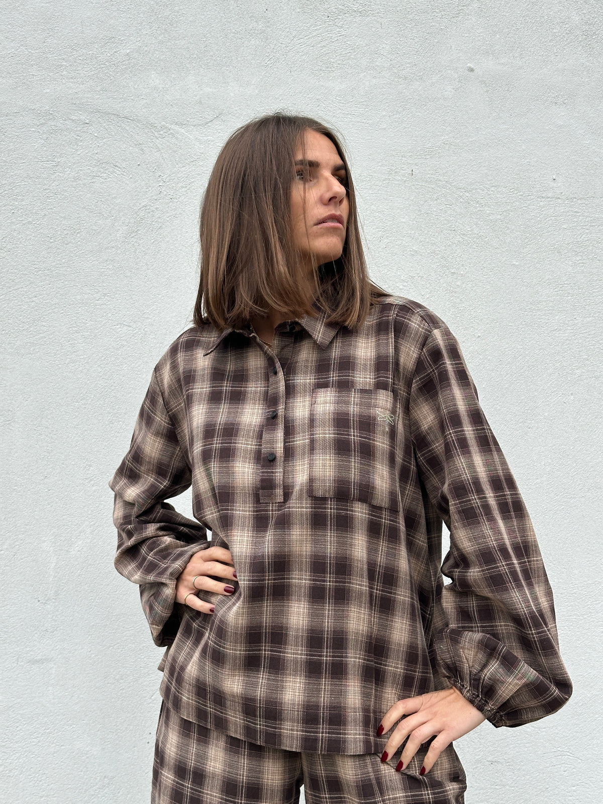 Gaspar 2607363 Costamano check blouse brown