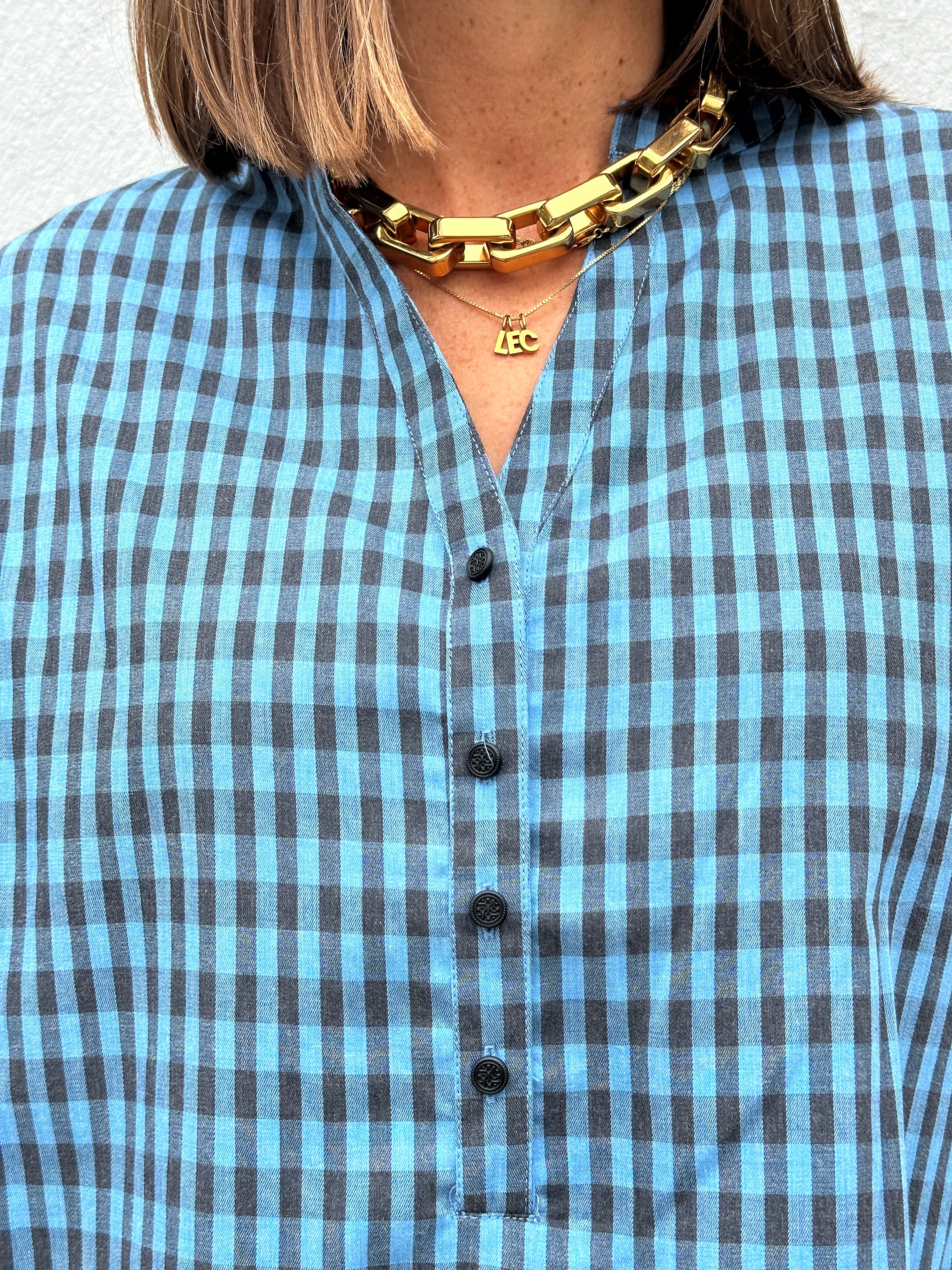 Gaspar 2607377 Mumbai poplin blouse mid blue