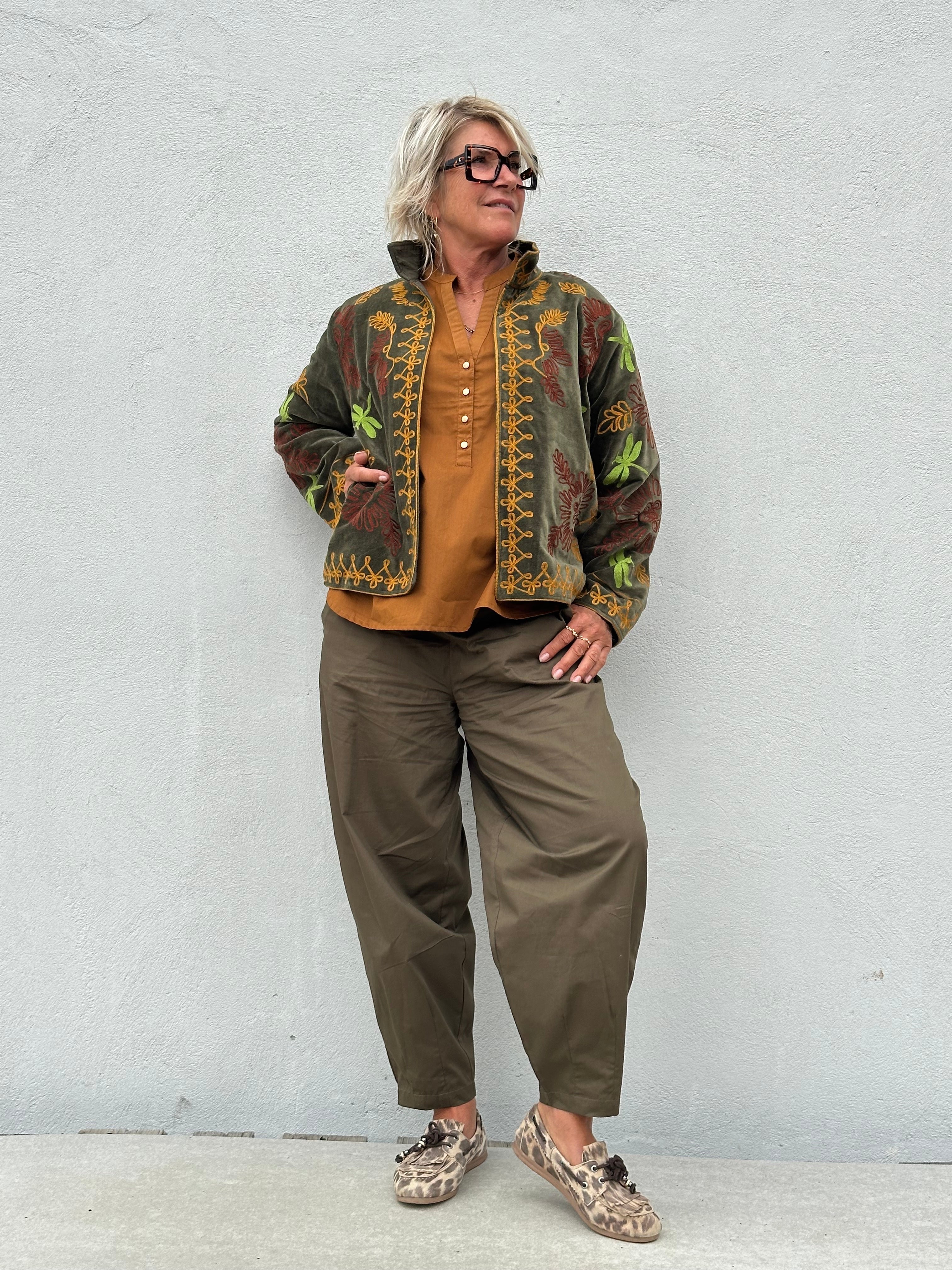 Gaspar 2607505 Utah short velvet jacket olive
