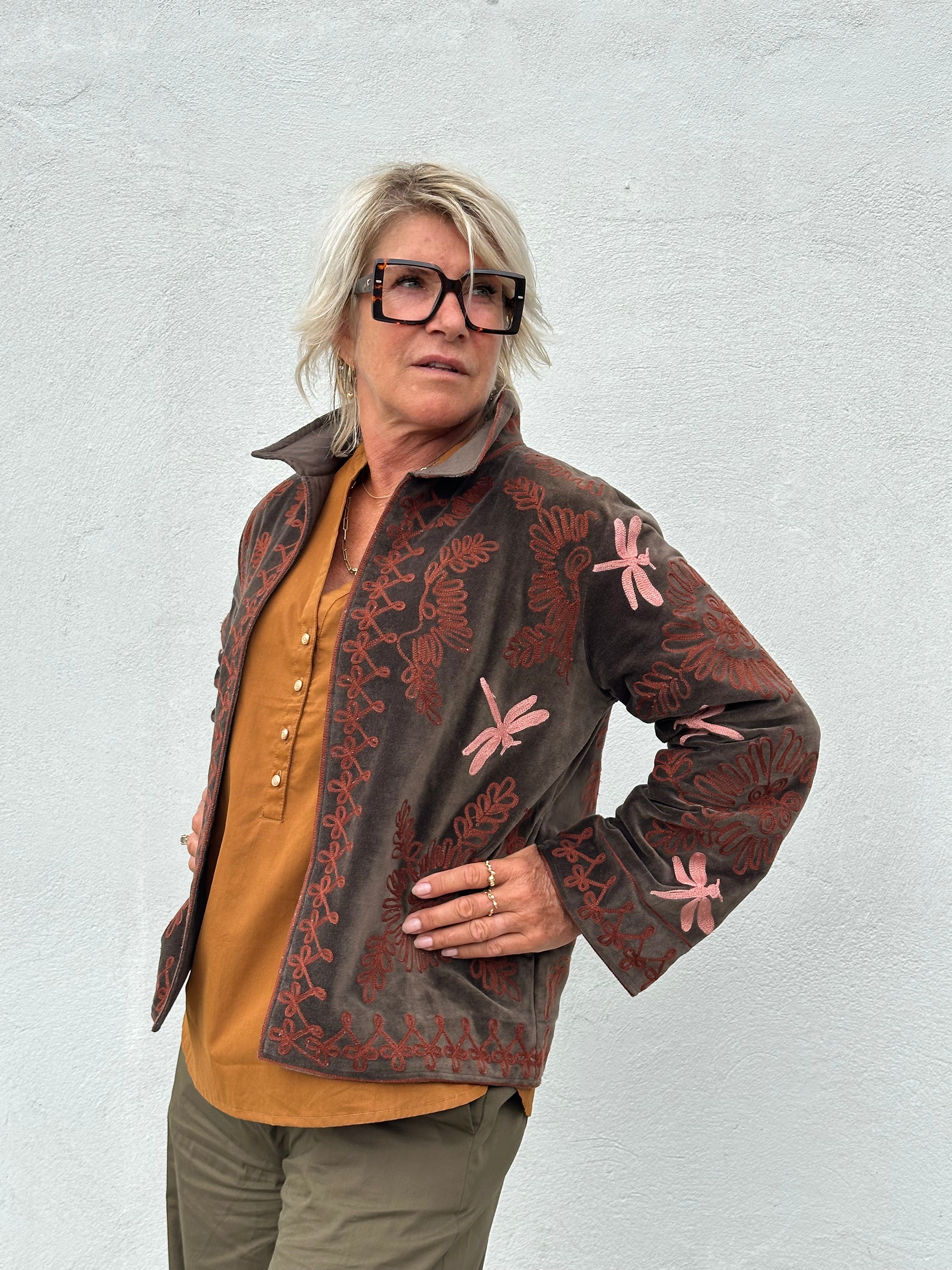 Gaspar 2607505 Utah short velvet jacket chocolate