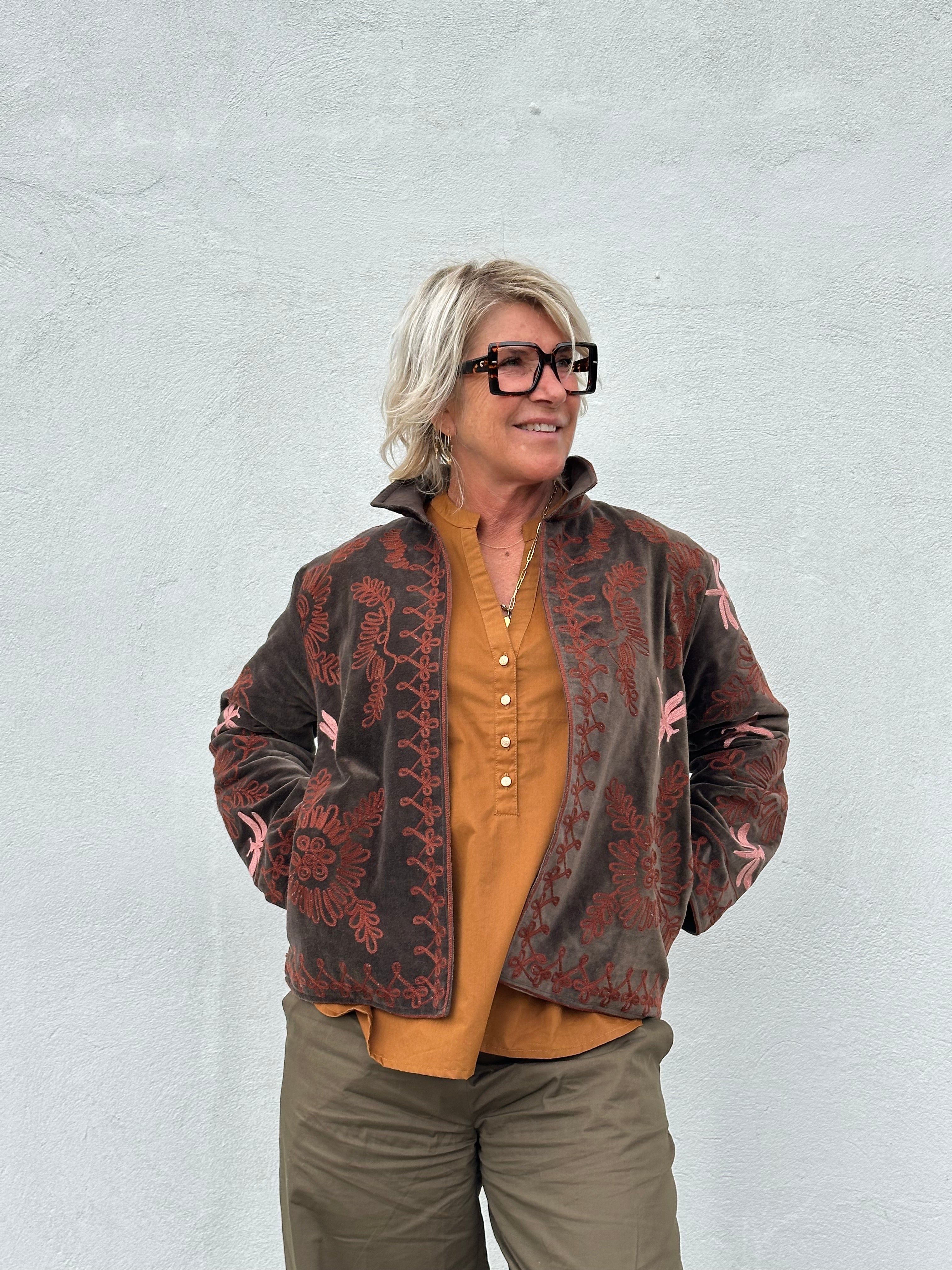 Gaspar 2607505 Utah short velvet jacket chocolate