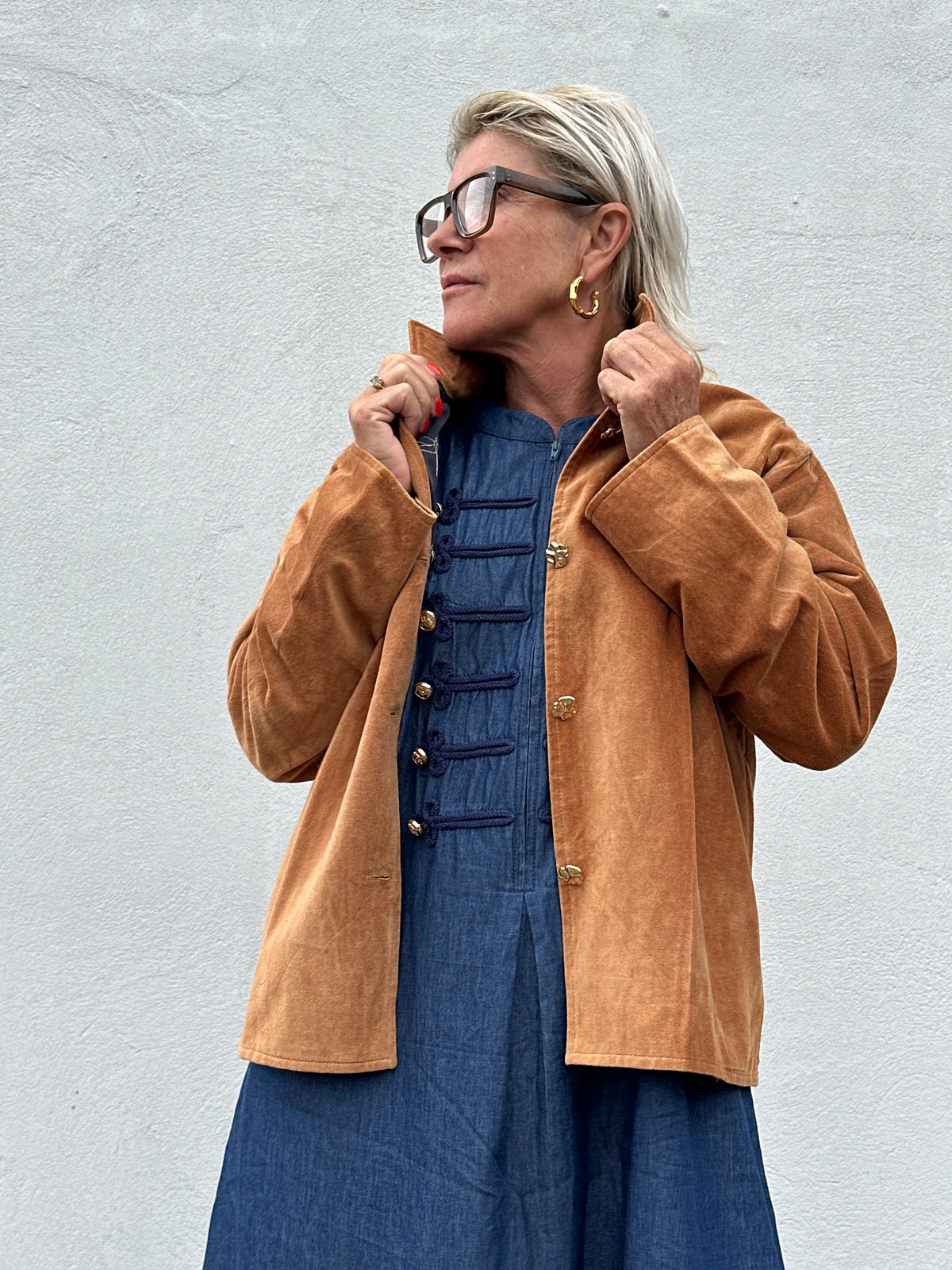 Gaspar 2607508 Utah logo velvet jacket camel