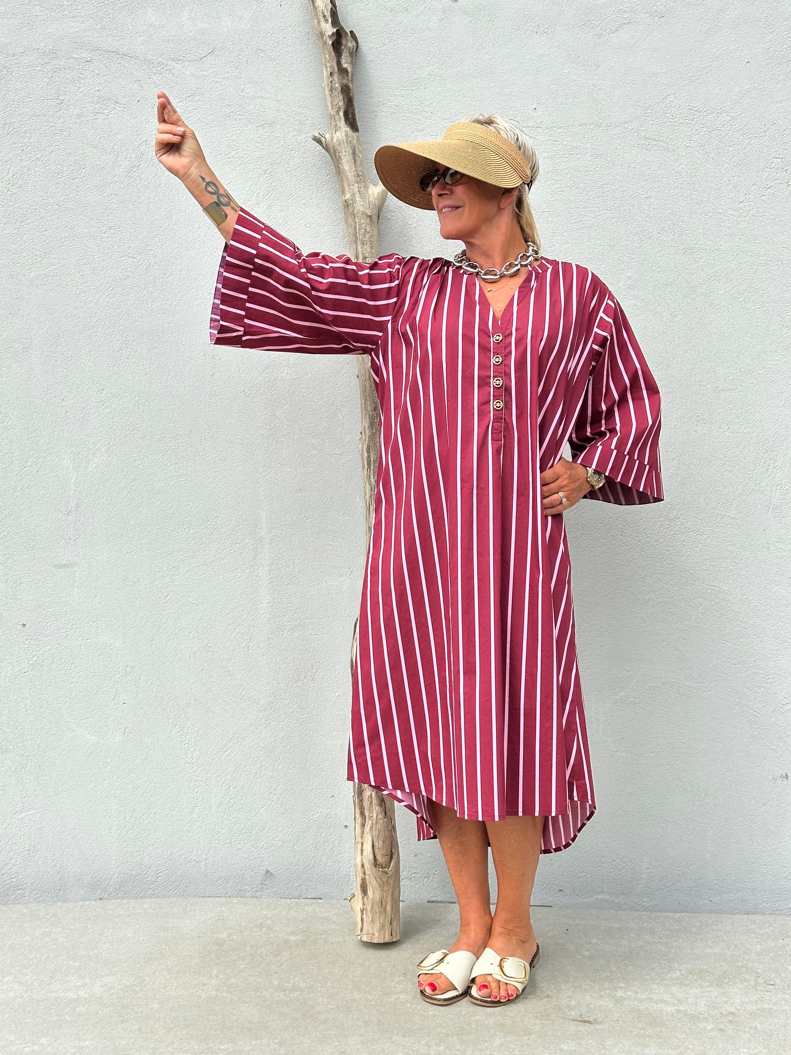 Gaspar 2607701 Mumbai dress stripe maroon