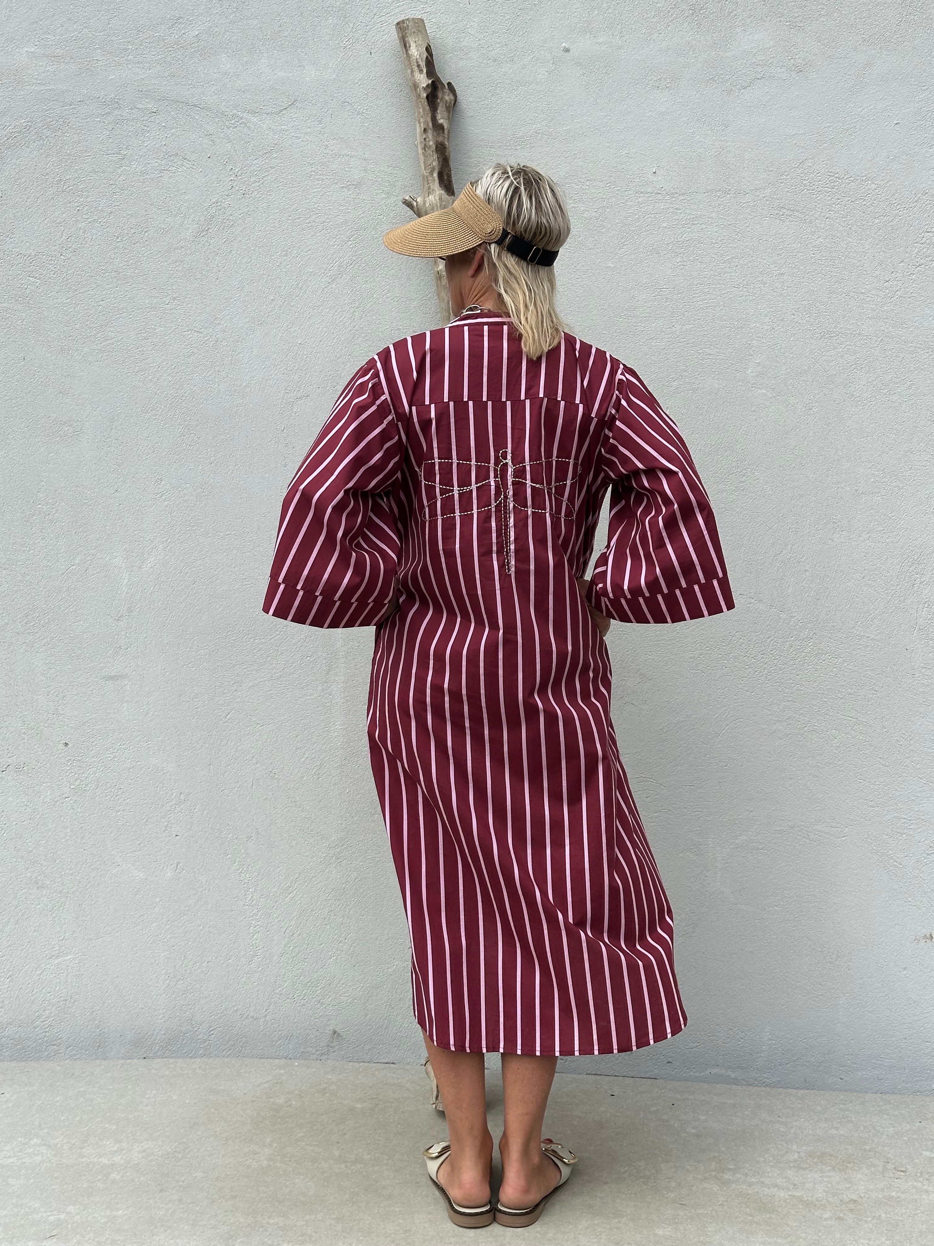 Gaspar 2607701 Mumbai dress stripe maroon
