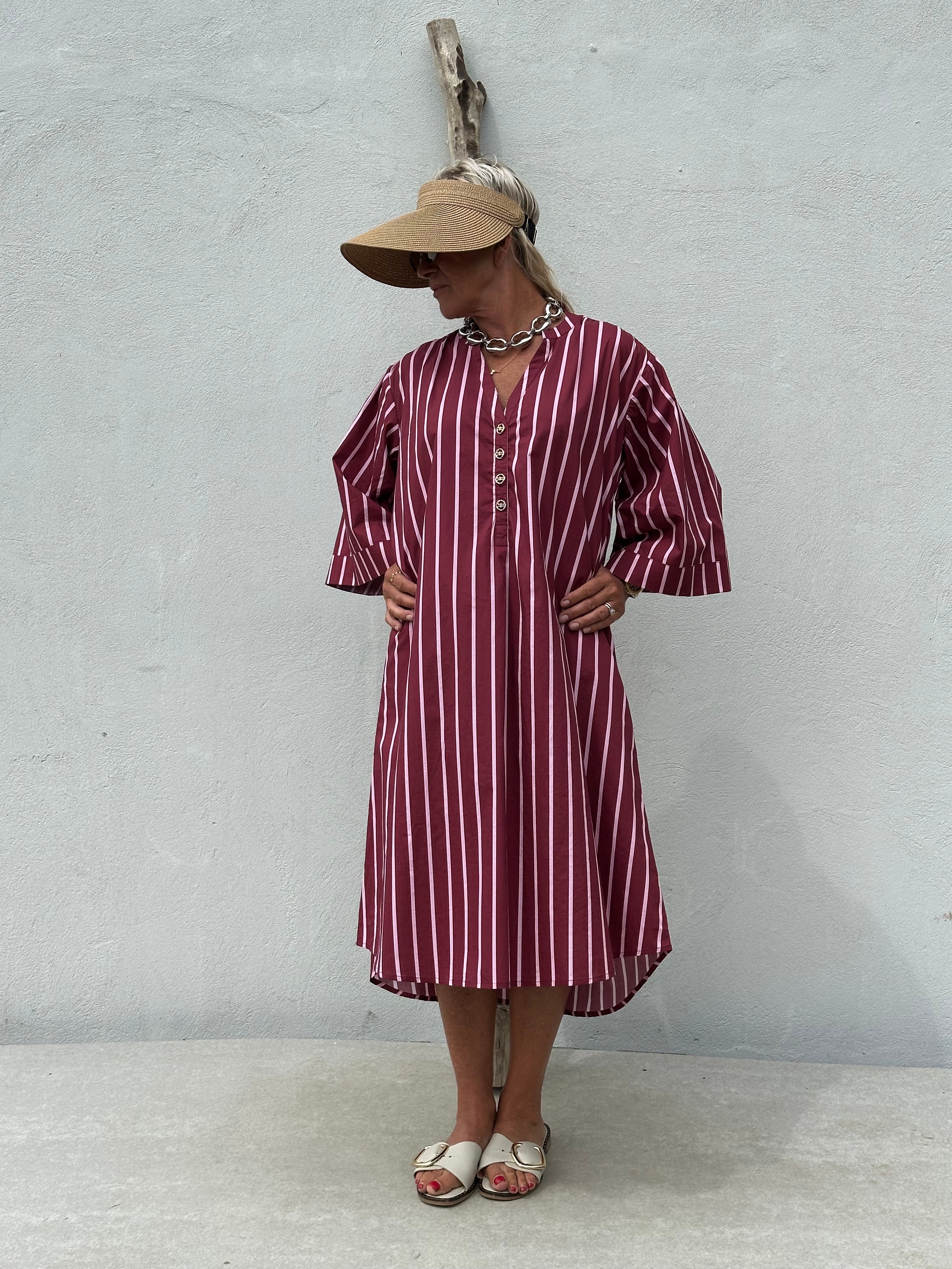 Gaspar 2607701 Mumbai dress stripe maroon