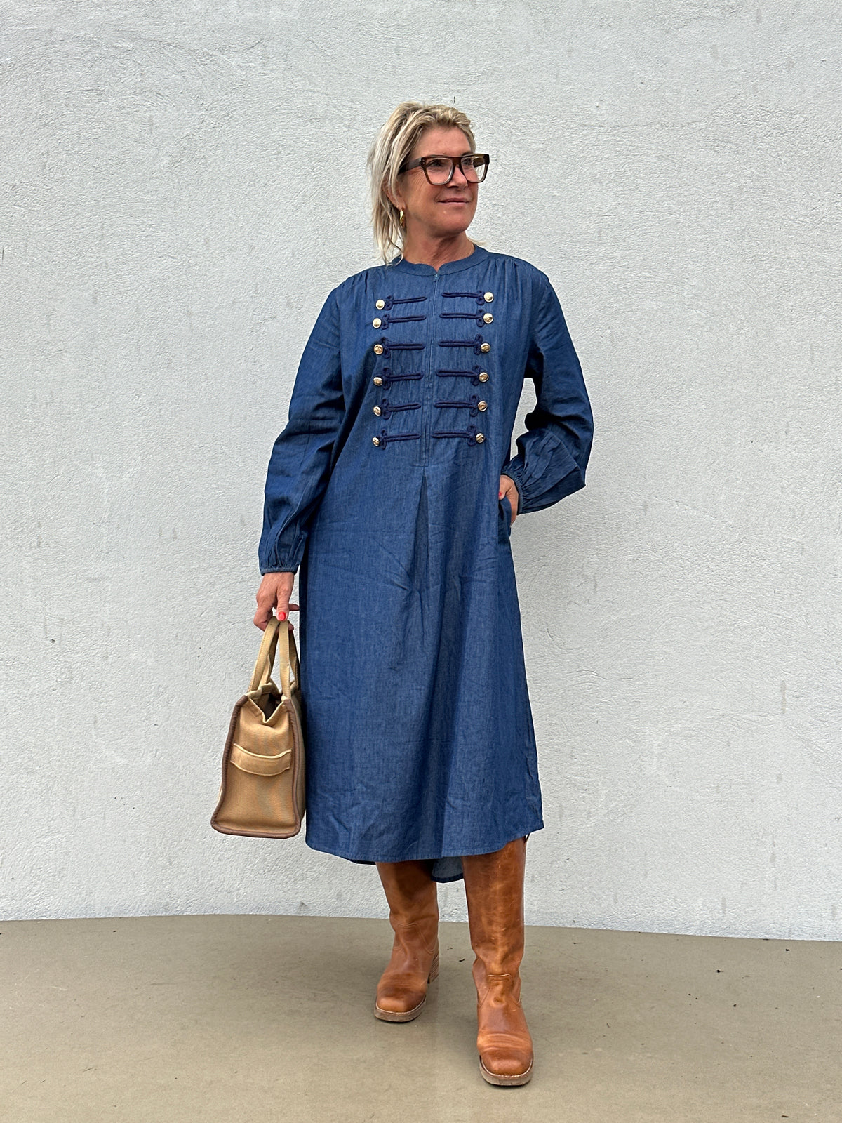 Gaspar 2607705 Luna denim zip dress blue