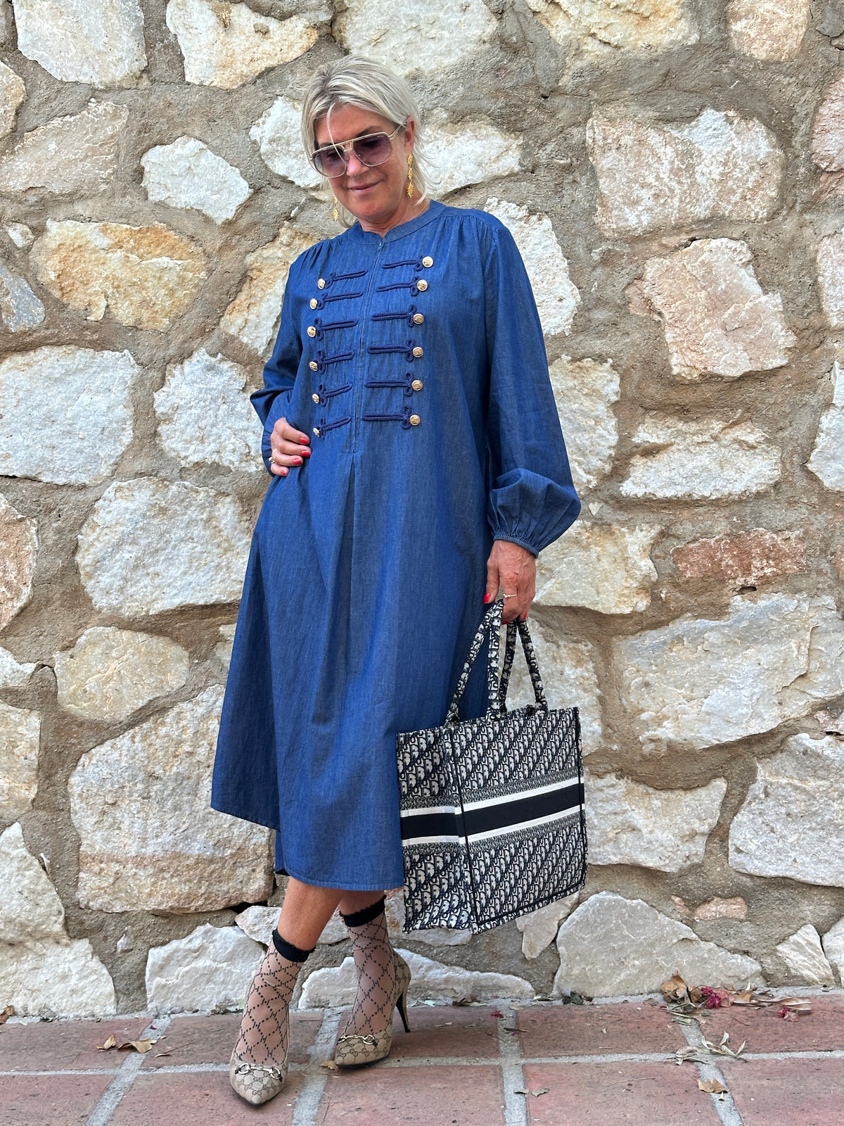 Gaspar 2607705 Luna denim zip dress blue