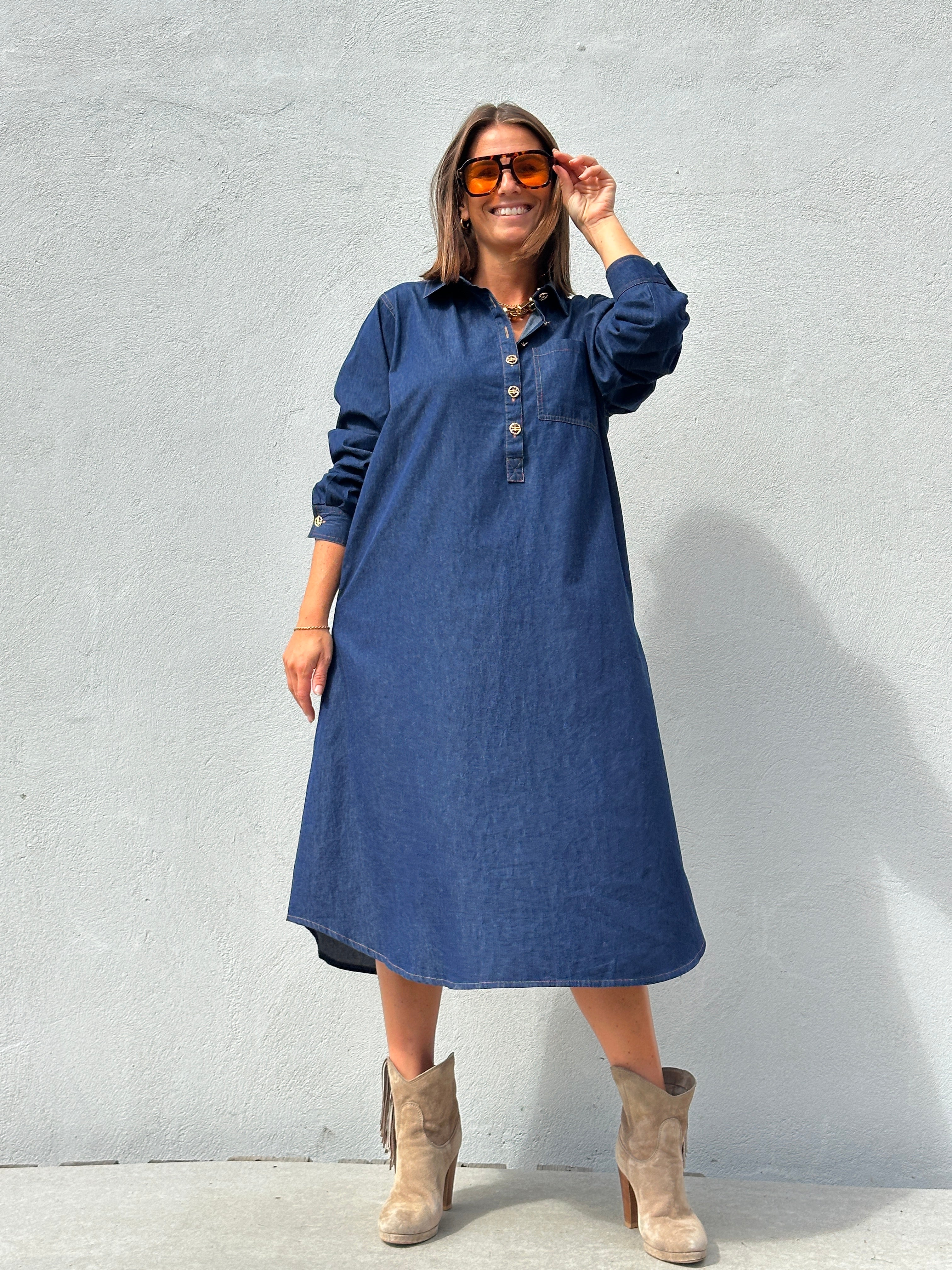 Gaspar 2607706 Lucca denim dress dark blue