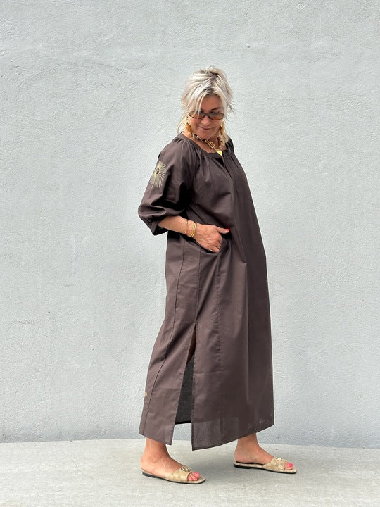 Gaspar 2607707 Athen dress poplin brown