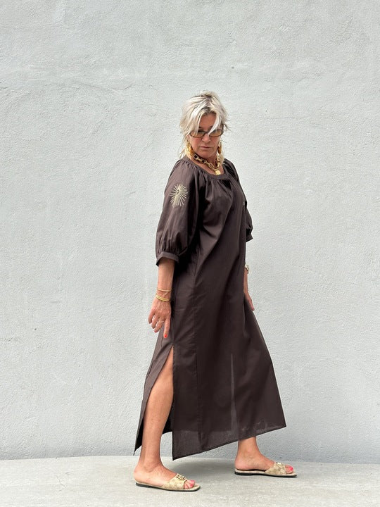 Gaspar 2607707 Athen dress poplin brown