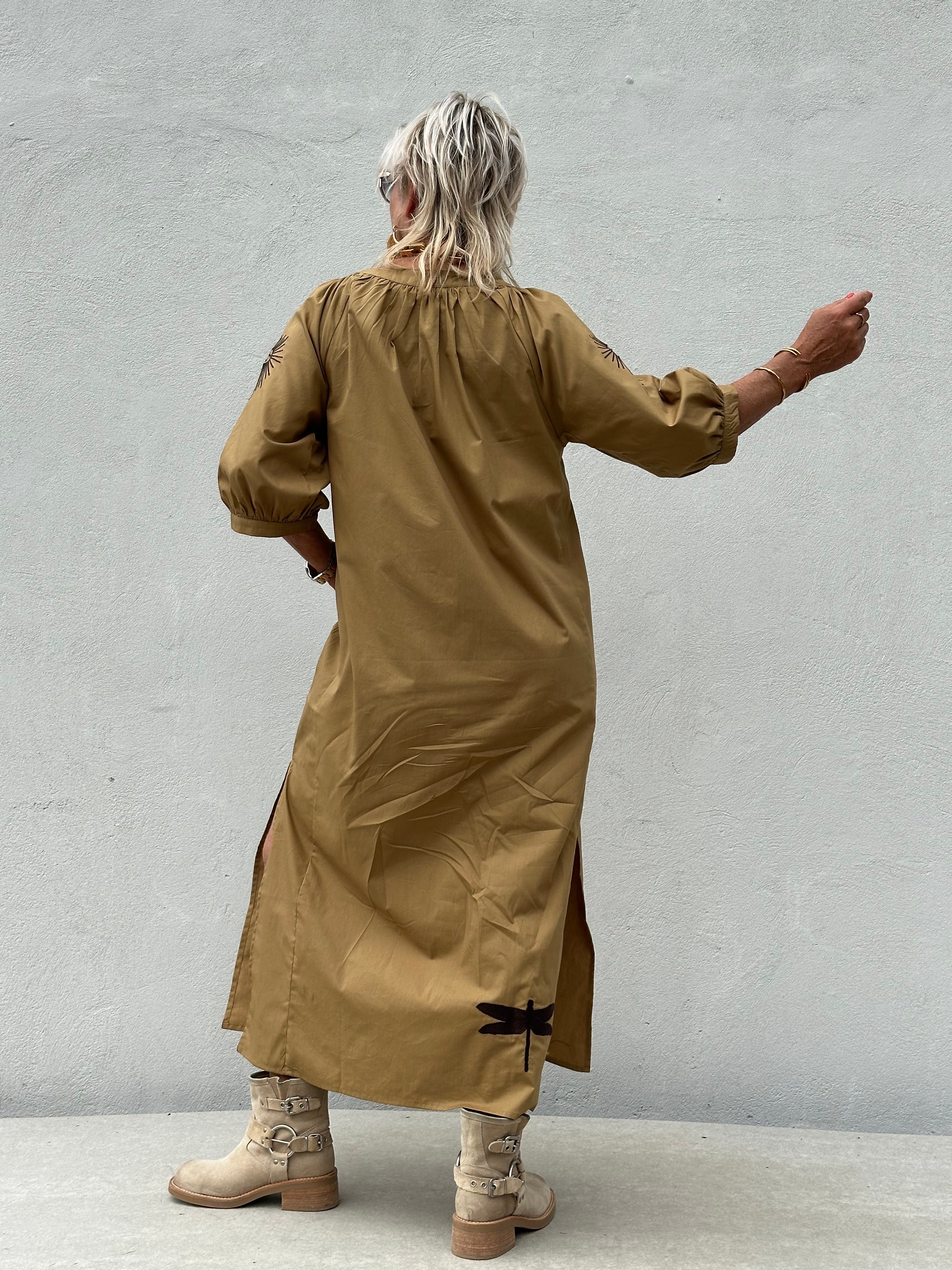 Gaspar 2607707 Athen dress poplin khaky